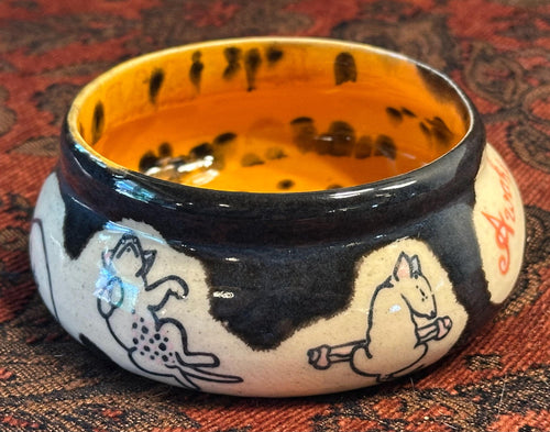 Chaos, but Naps: Wheel Thrown, Hand-Painted Ceramic Bowl