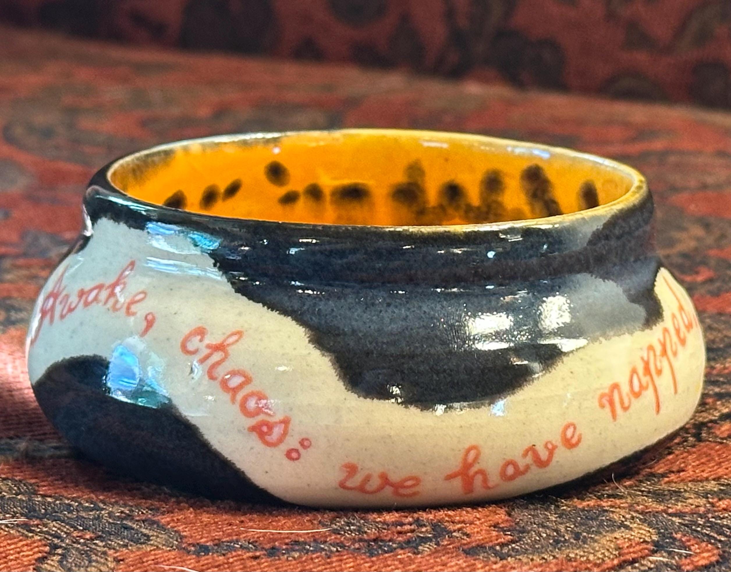 Chaos, but Naps: Wheel Thrown, Hand-Painted Ceramic Bowl