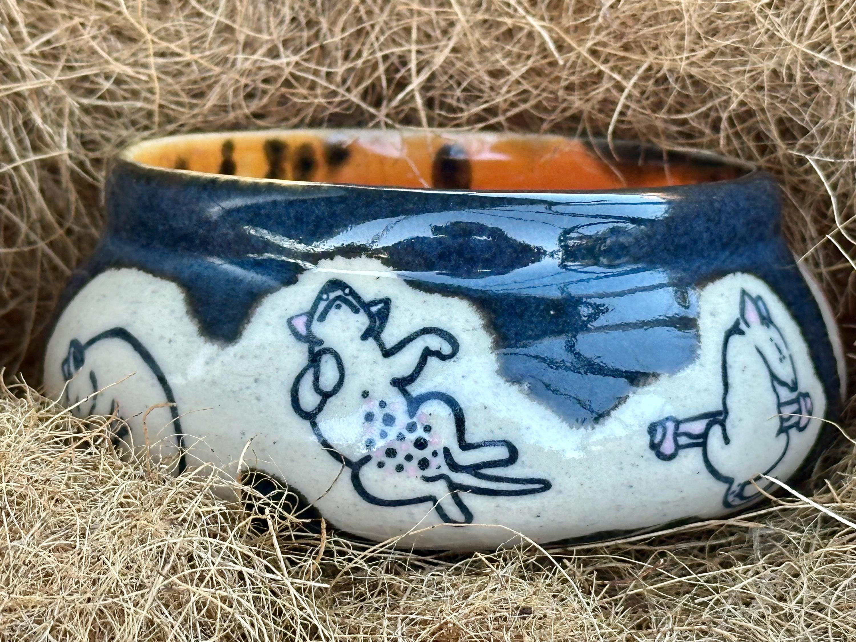 Chaos, but Naps: Wheel Thrown, Hand-Painted Ceramic Bowl