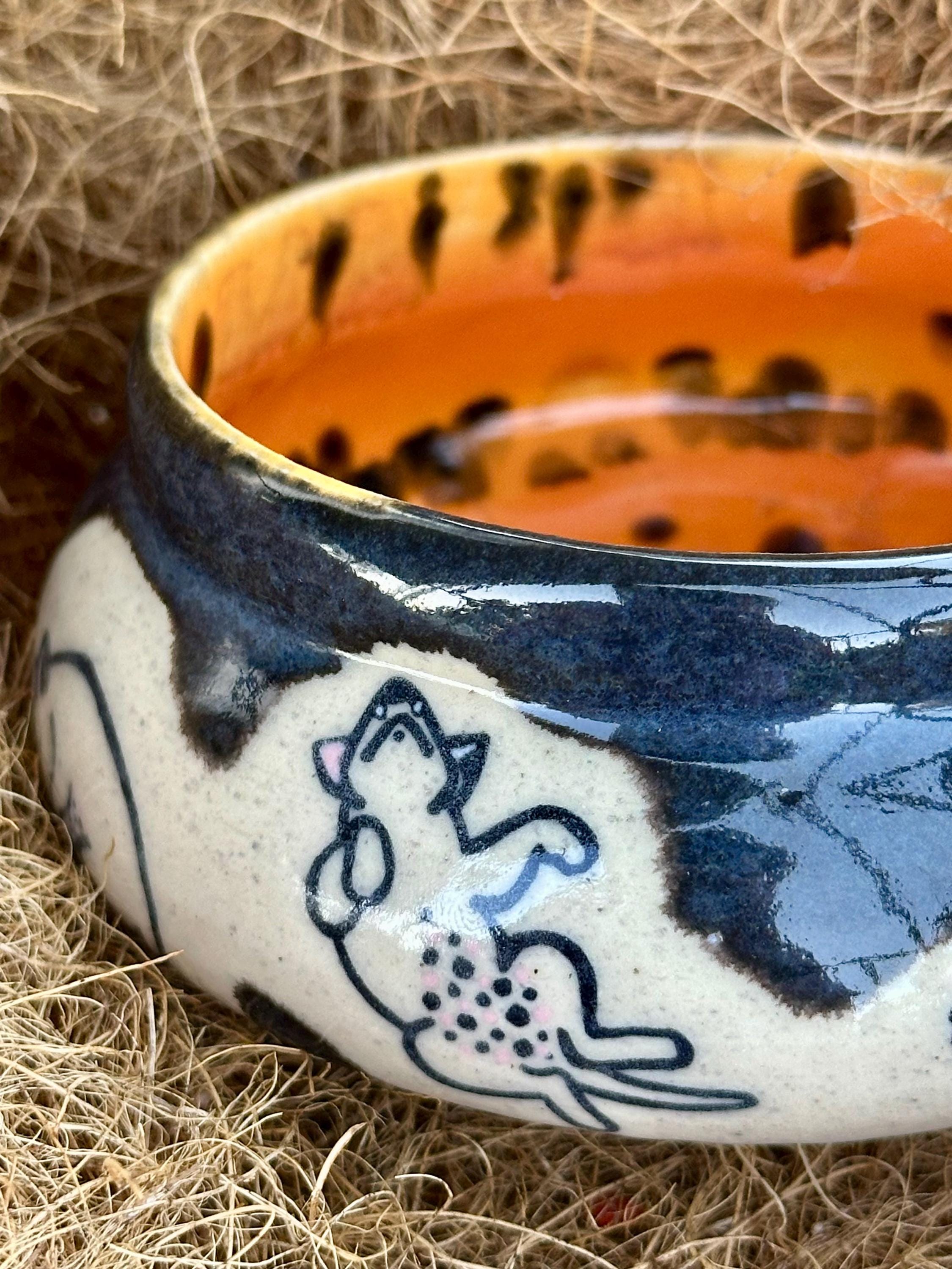 Chaos, but Naps: Wheel Thrown, Hand-Painted Ceramic Bowl