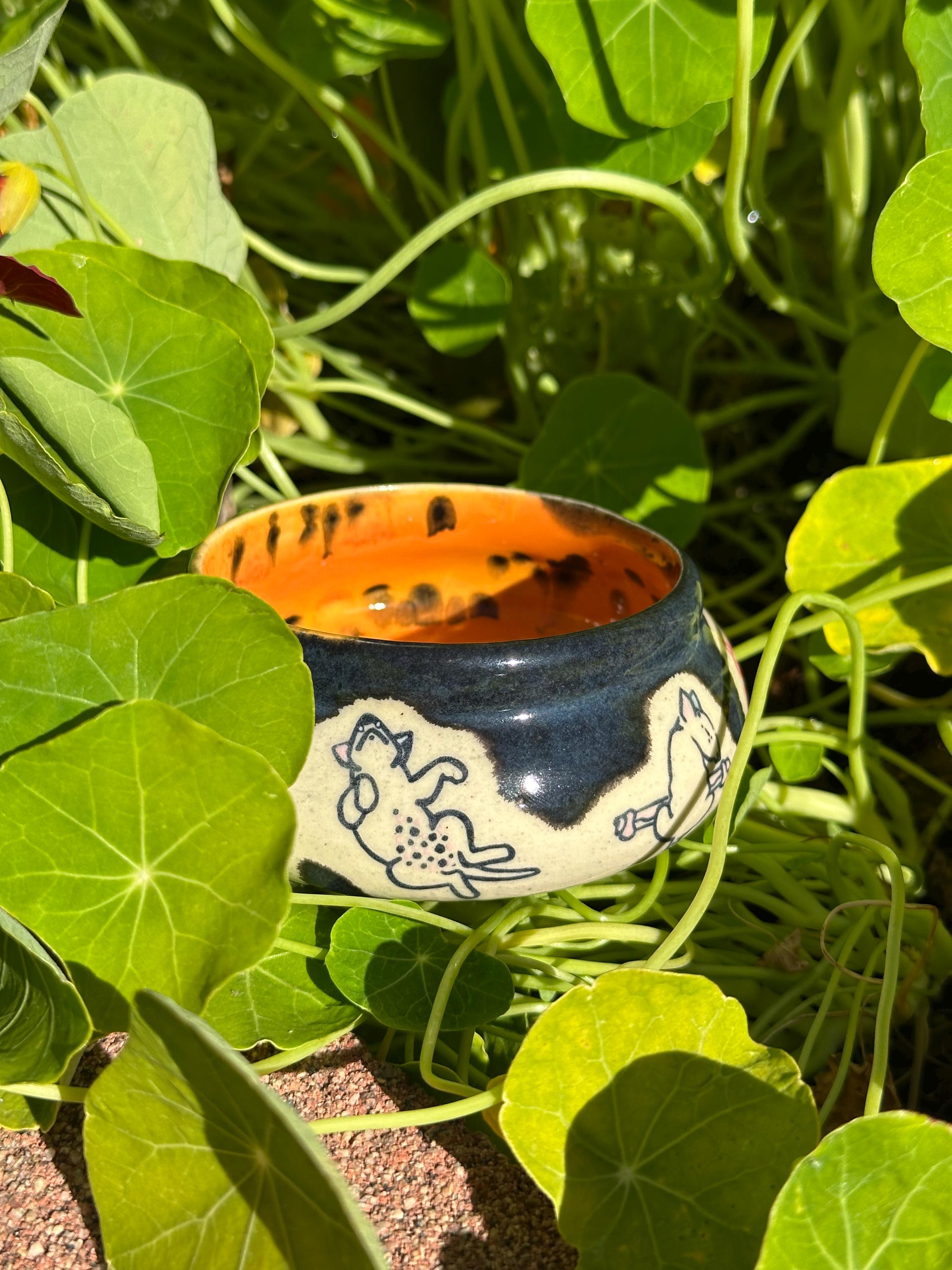 Chaos, but Naps: Wheel Thrown, Hand-Painted Ceramic Bowl