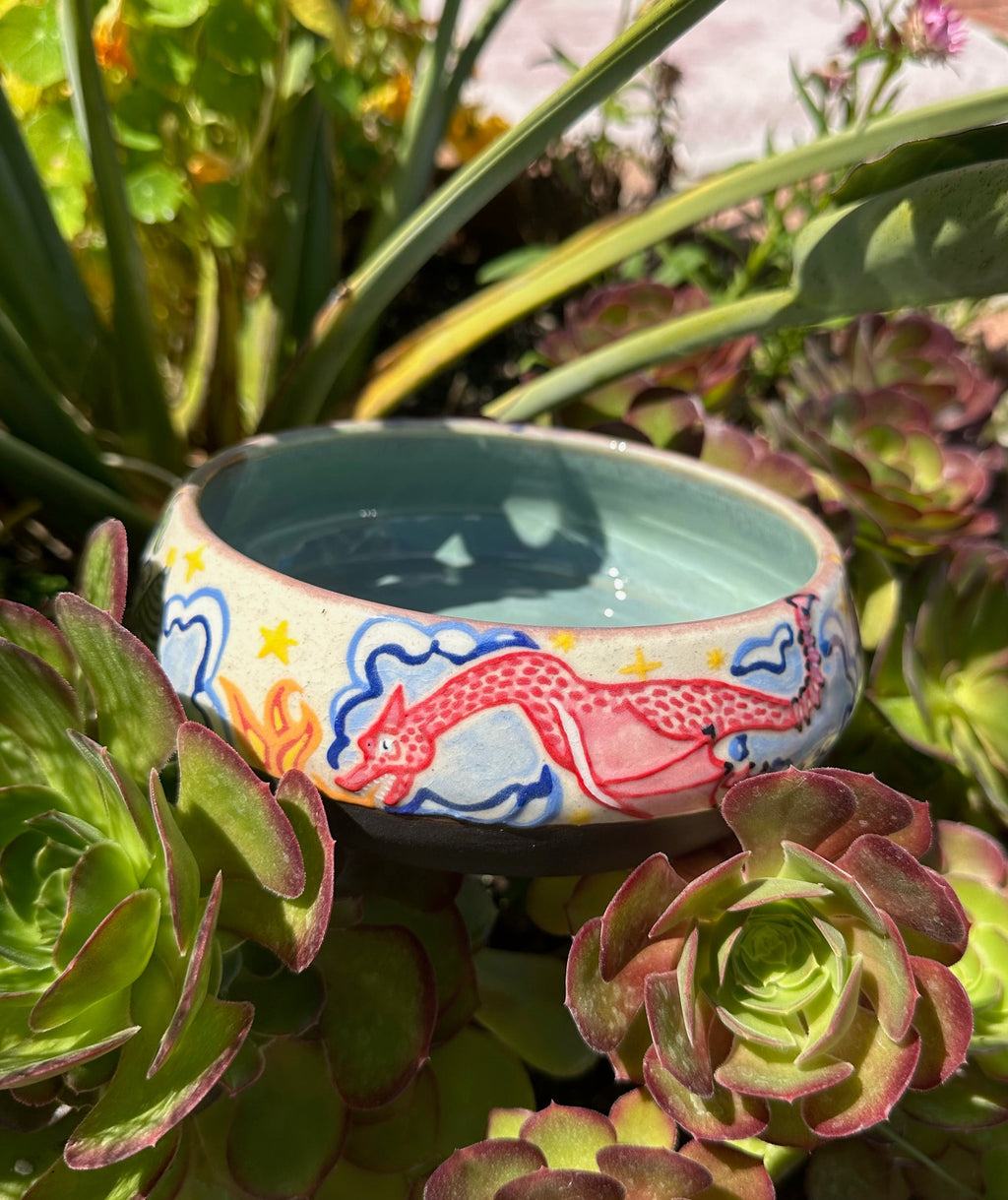 It has a dragon!: Wheel Thrown, Hand-Painted Ceramic Bowl