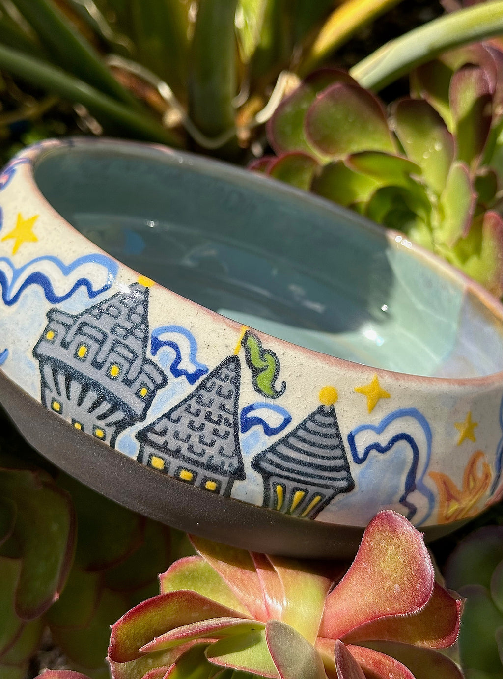It has a dragon!: Wheel Thrown, Hand-Painted Ceramic Bowl