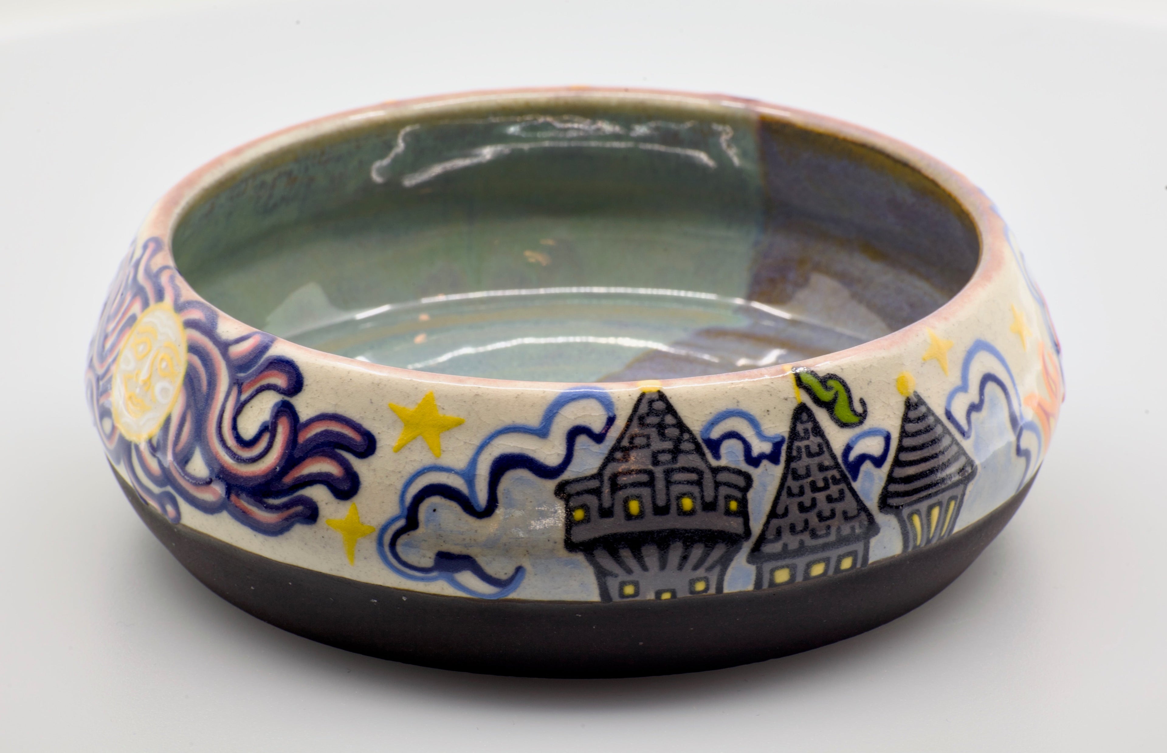 It has a dragon!: Wheel Thrown, Hand-Painted Ceramic Bowl