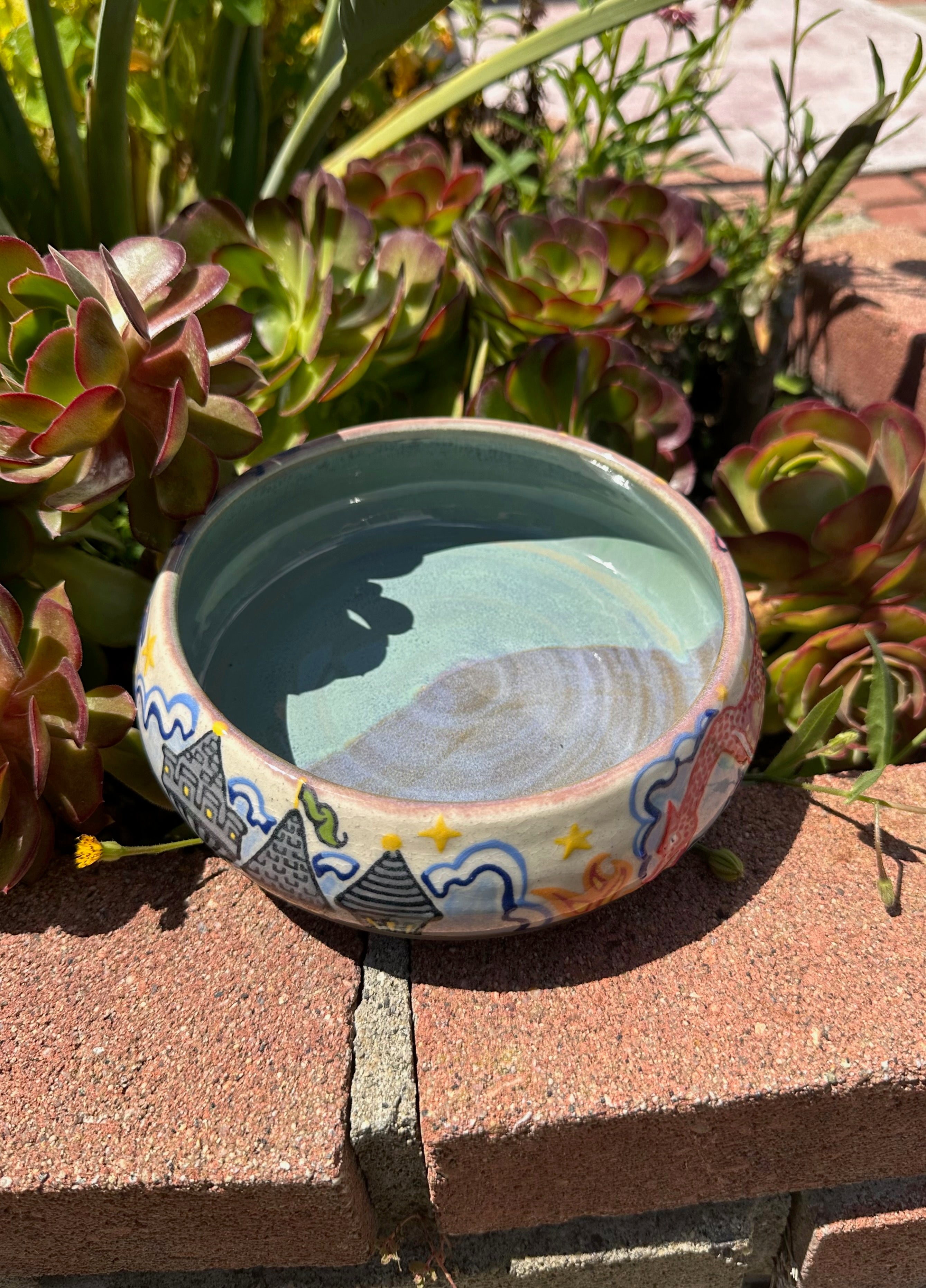 It has a dragon!: Wheel Thrown, Hand-Painted Ceramic Bowl