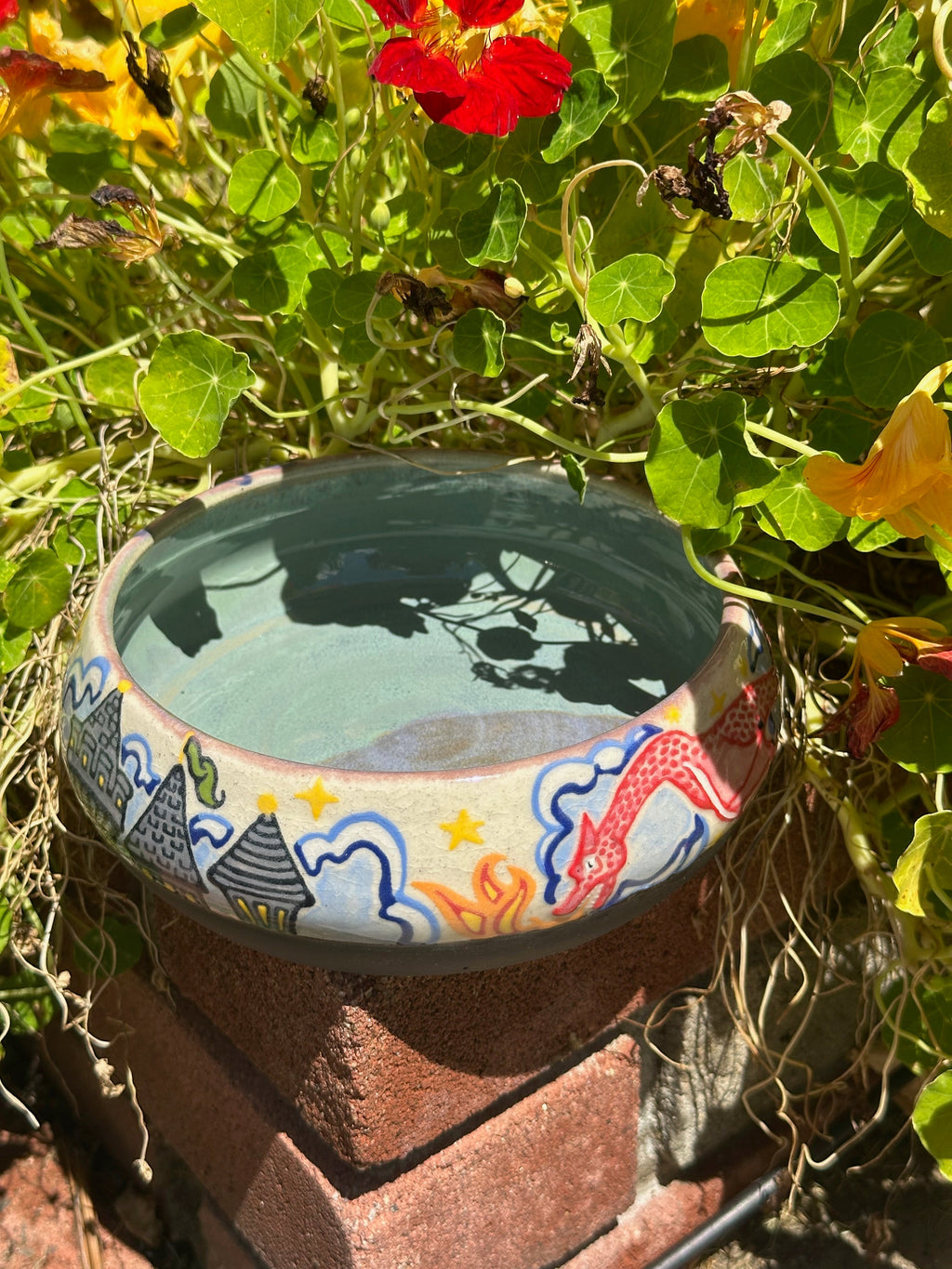 It has a dragon!: Wheel Thrown, Hand-Painted Ceramic Bowl