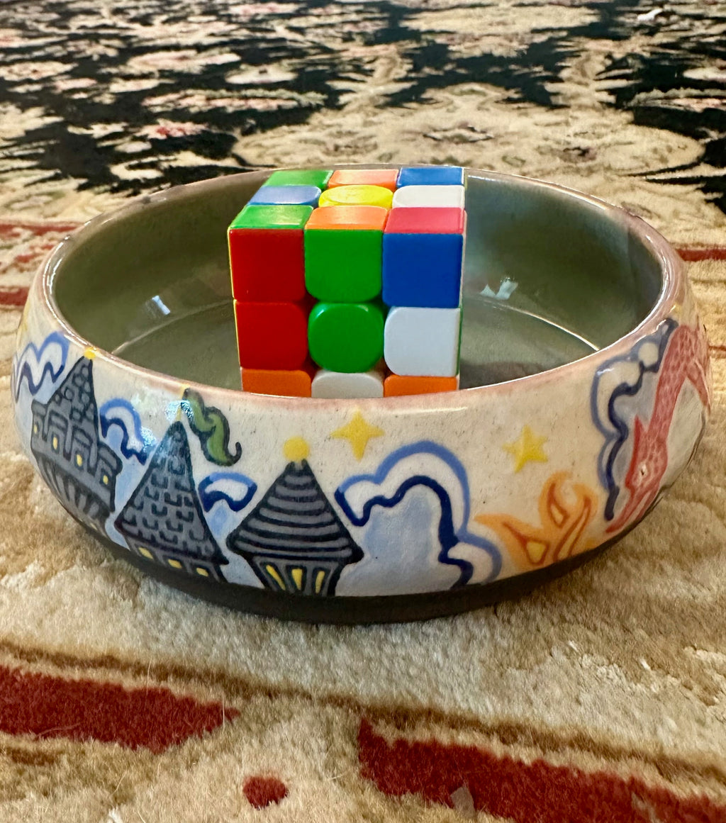 It has a dragon!: Wheel Thrown, Hand-Painted Ceramic Bowl