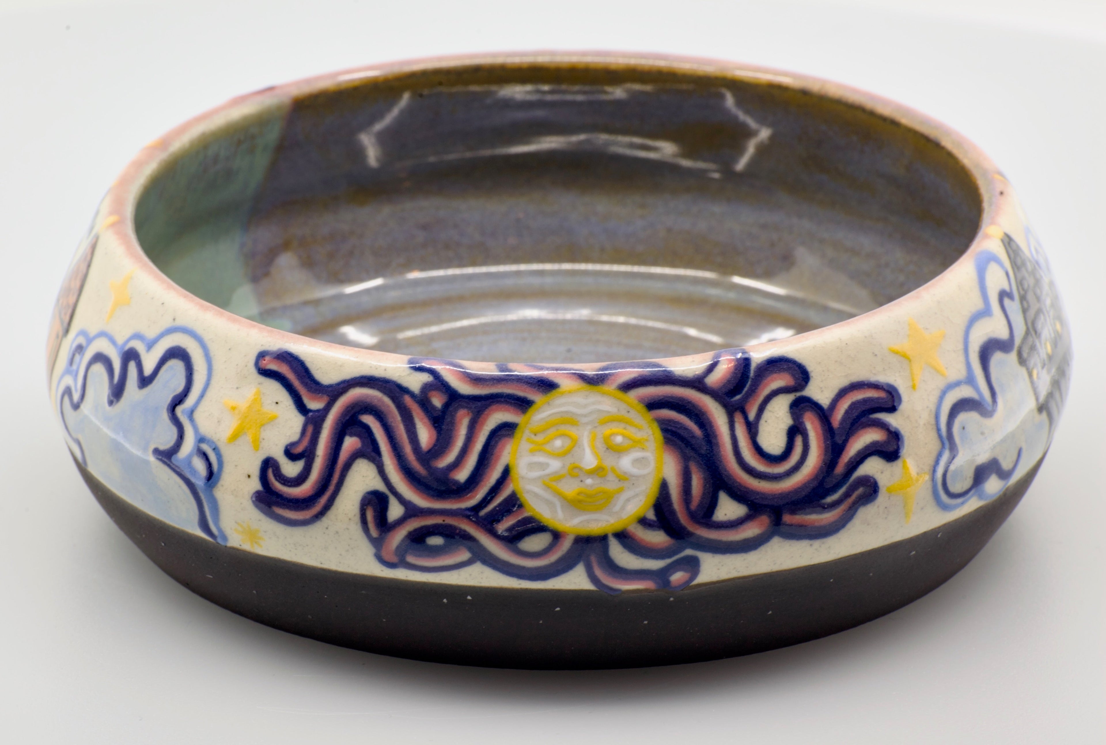 It has a dragon!: Wheel Thrown, Hand-Painted Ceramic Bowl