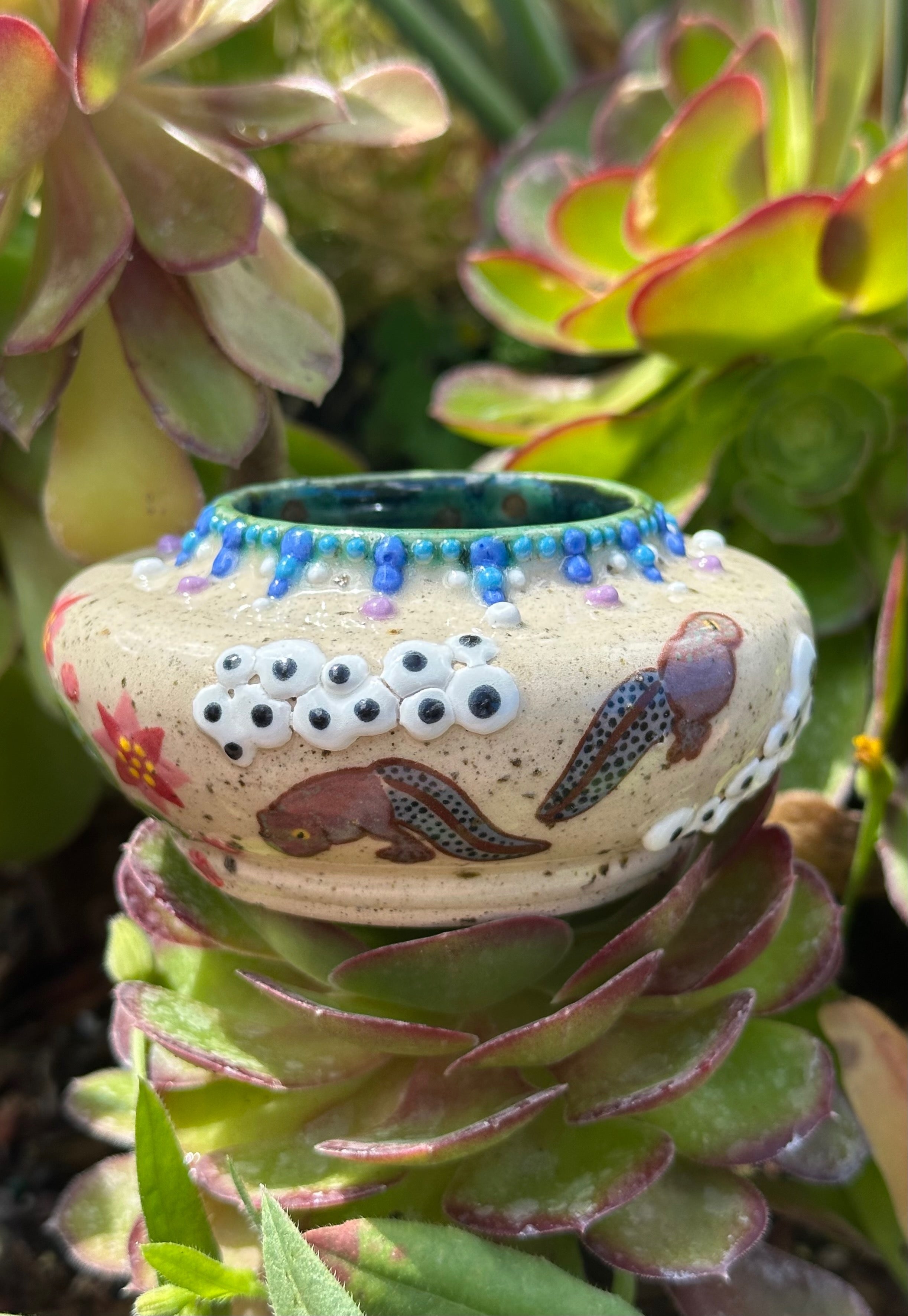 Frog(spawn): Wheel Thrown, Hand-Painted Ceramic Bowl