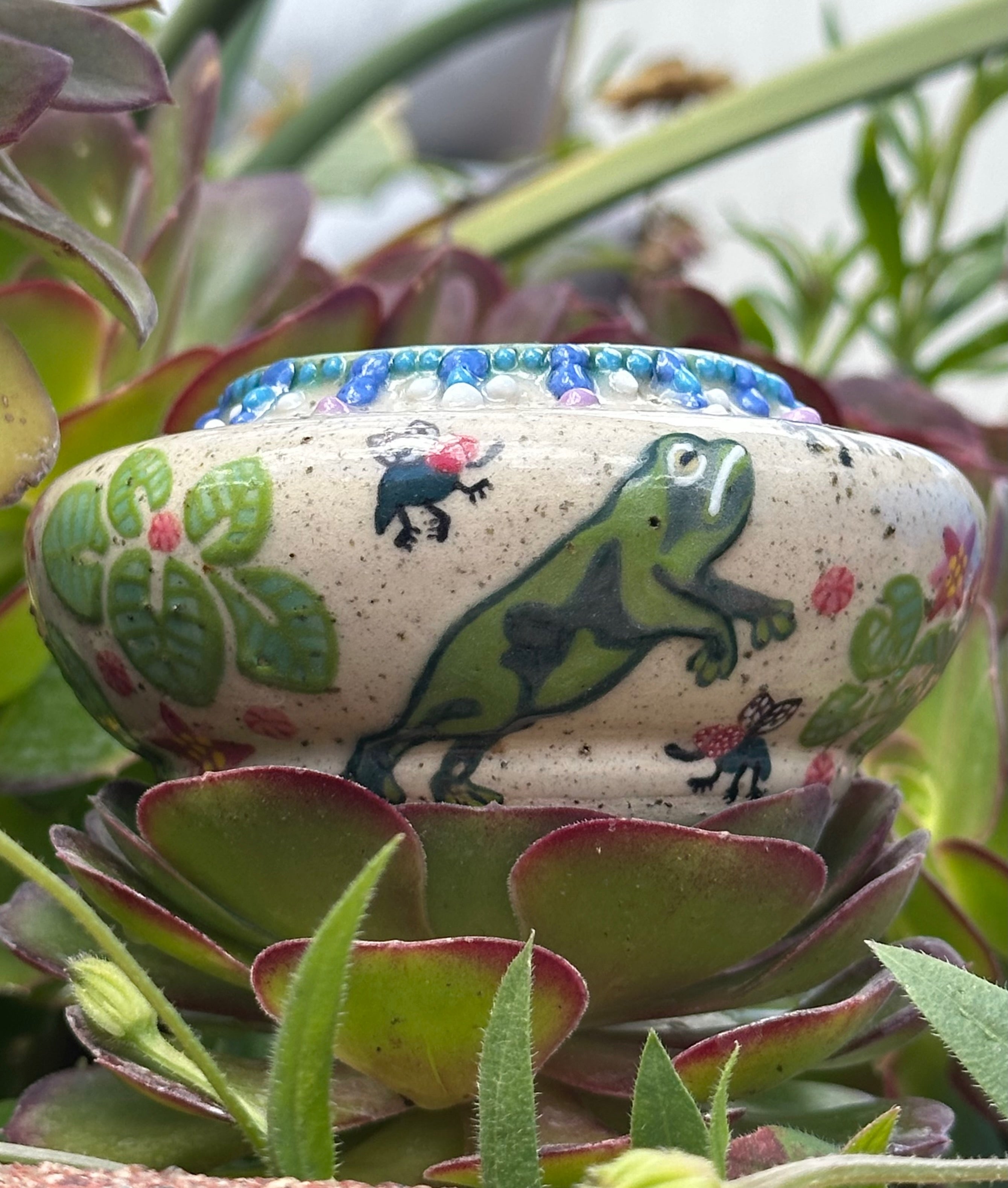 Frog(spawn): Wheel Thrown, Hand-Painted Ceramic Bowl