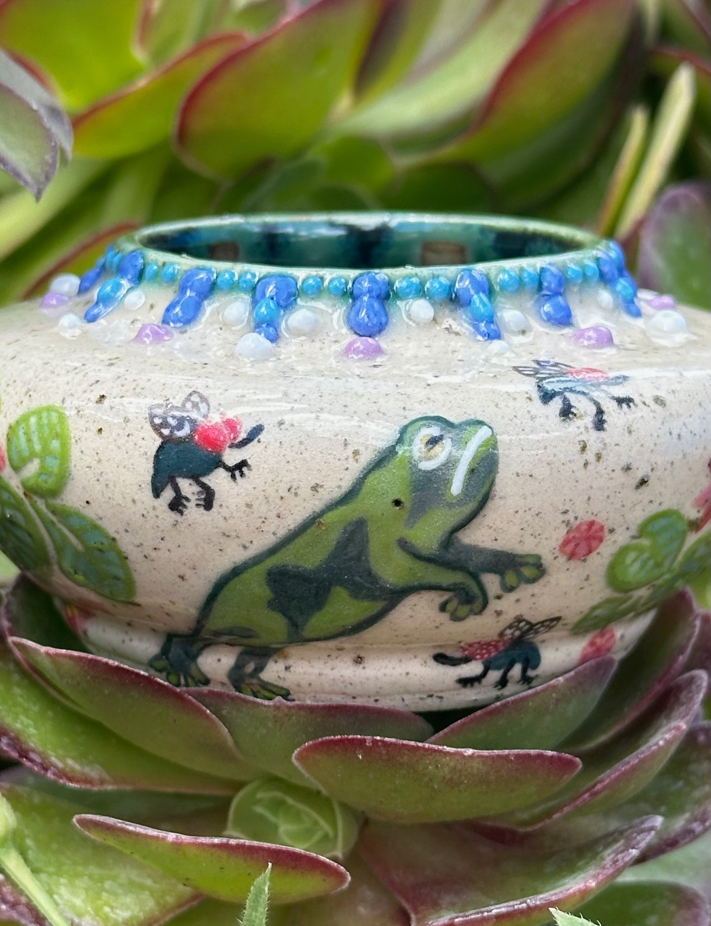 Frog(spawn): Wheel Thrown, Hand-Painted Ceramic Bowl