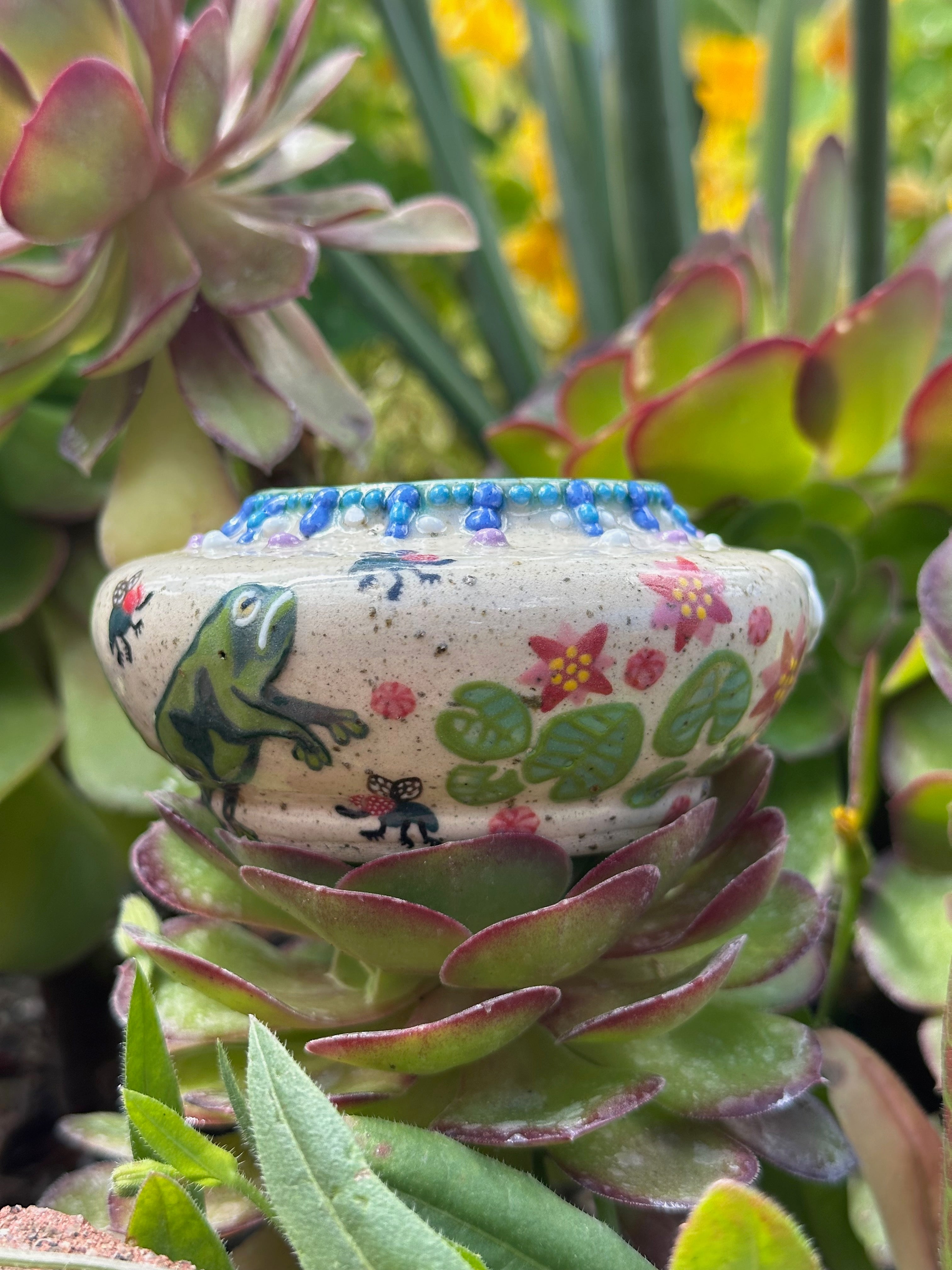 Frog(spawn): Wheel Thrown, Hand-Painted Ceramic Bowl