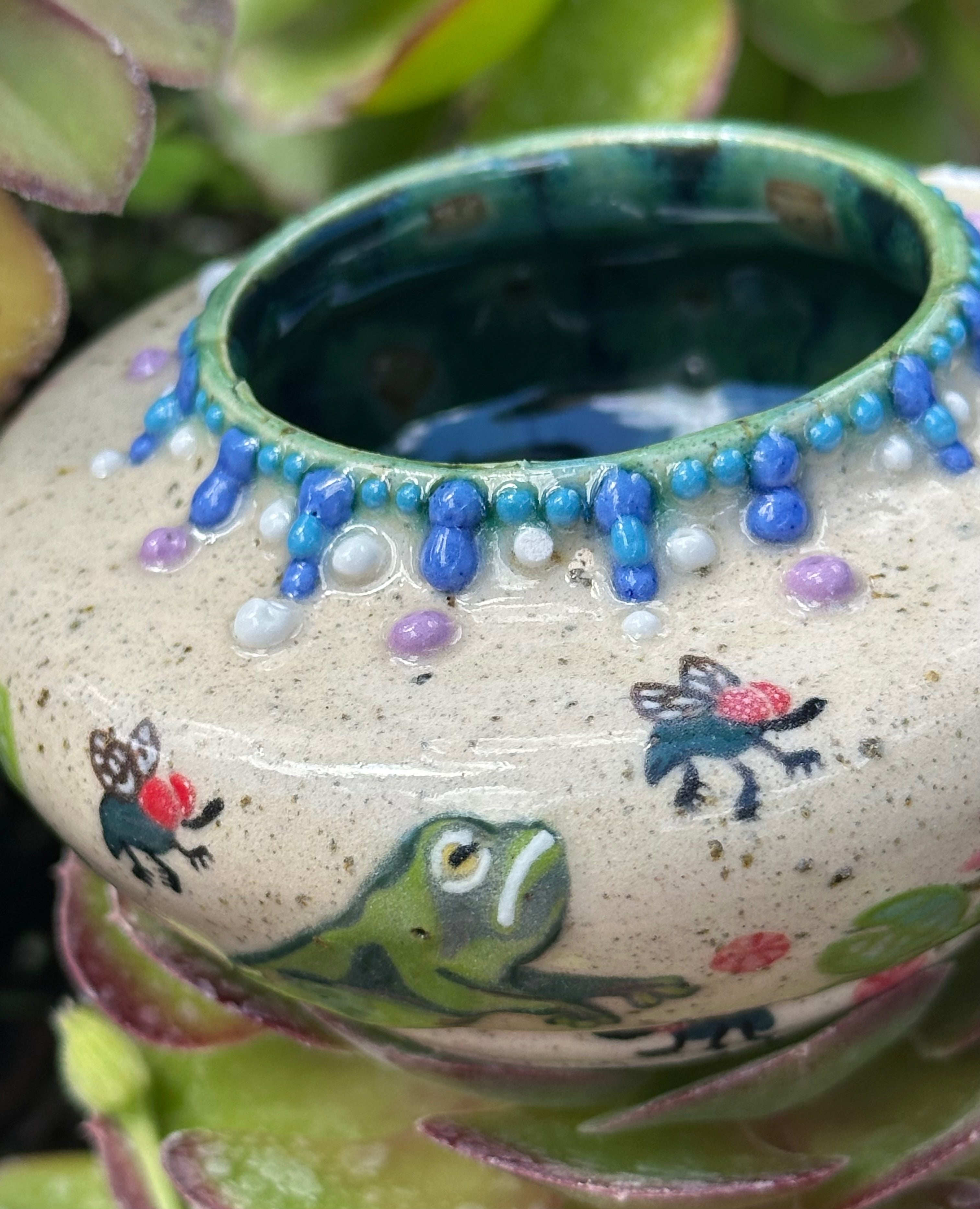 Frog(spawn): Wheel Thrown, Hand-Painted Ceramic Bowl