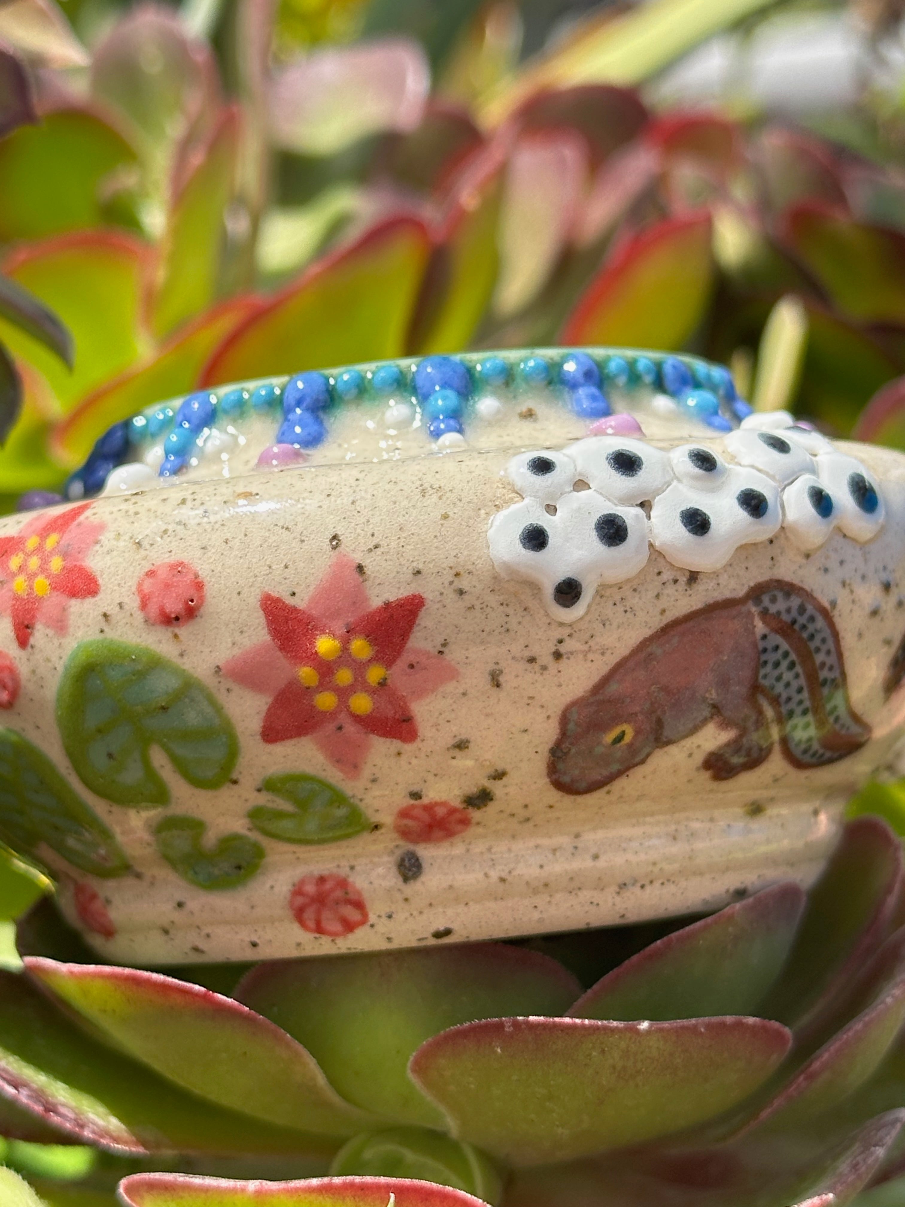 Frog(spawn): Wheel Thrown, Hand-Painted Ceramic Bowl