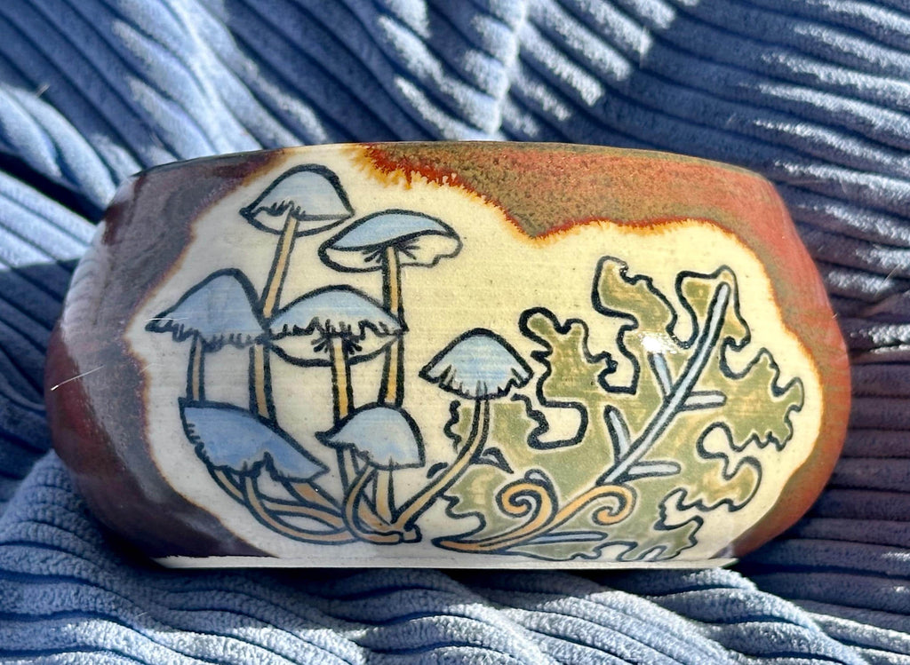 Mushroom Mushroom Mushroom: Wheel Thrown, Hand-Painted Ceramic Bowl