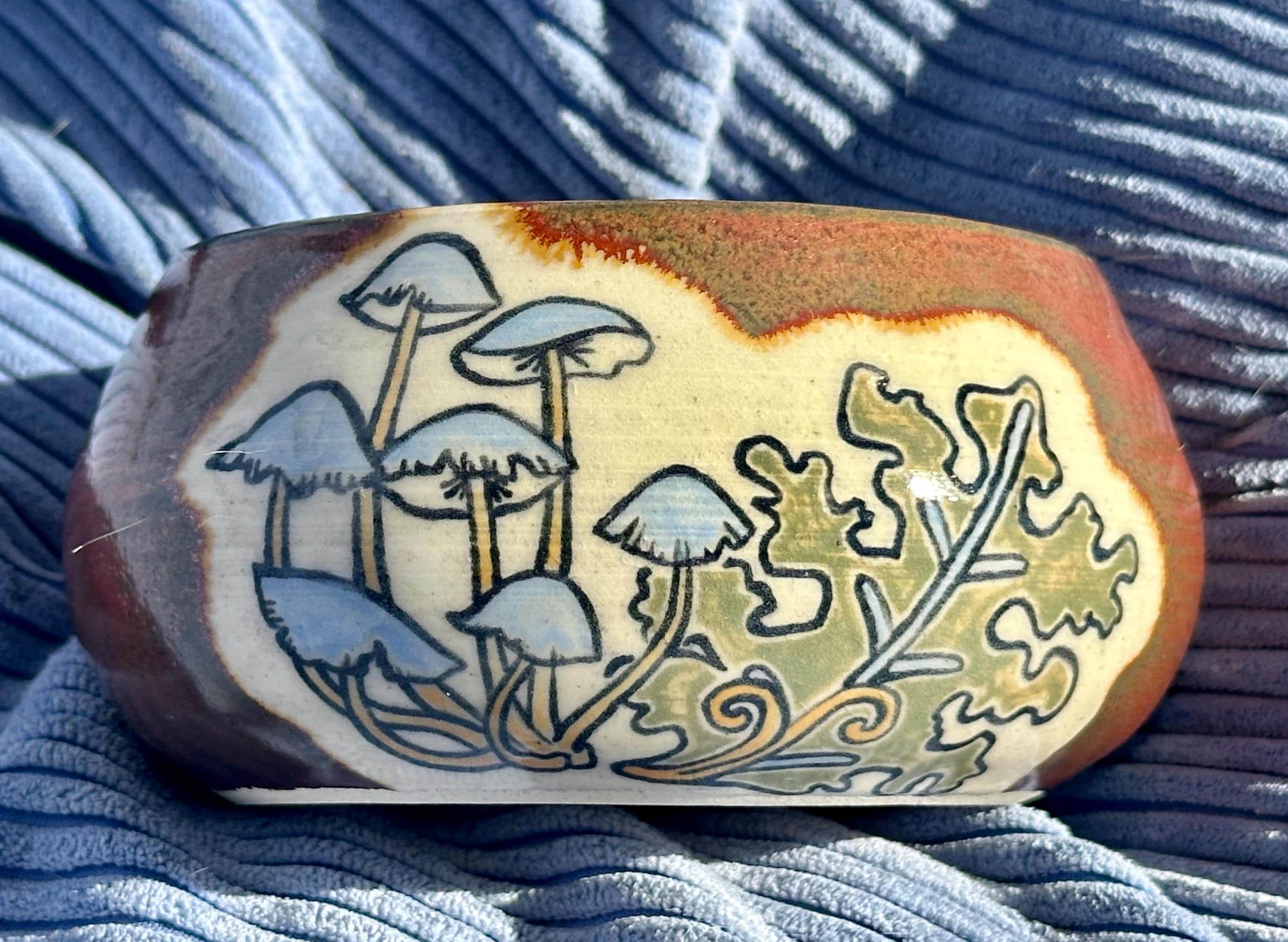 Mushroom Mushroom Mushroom: Wheel Thrown, Hand-Painted Ceramic Bowl