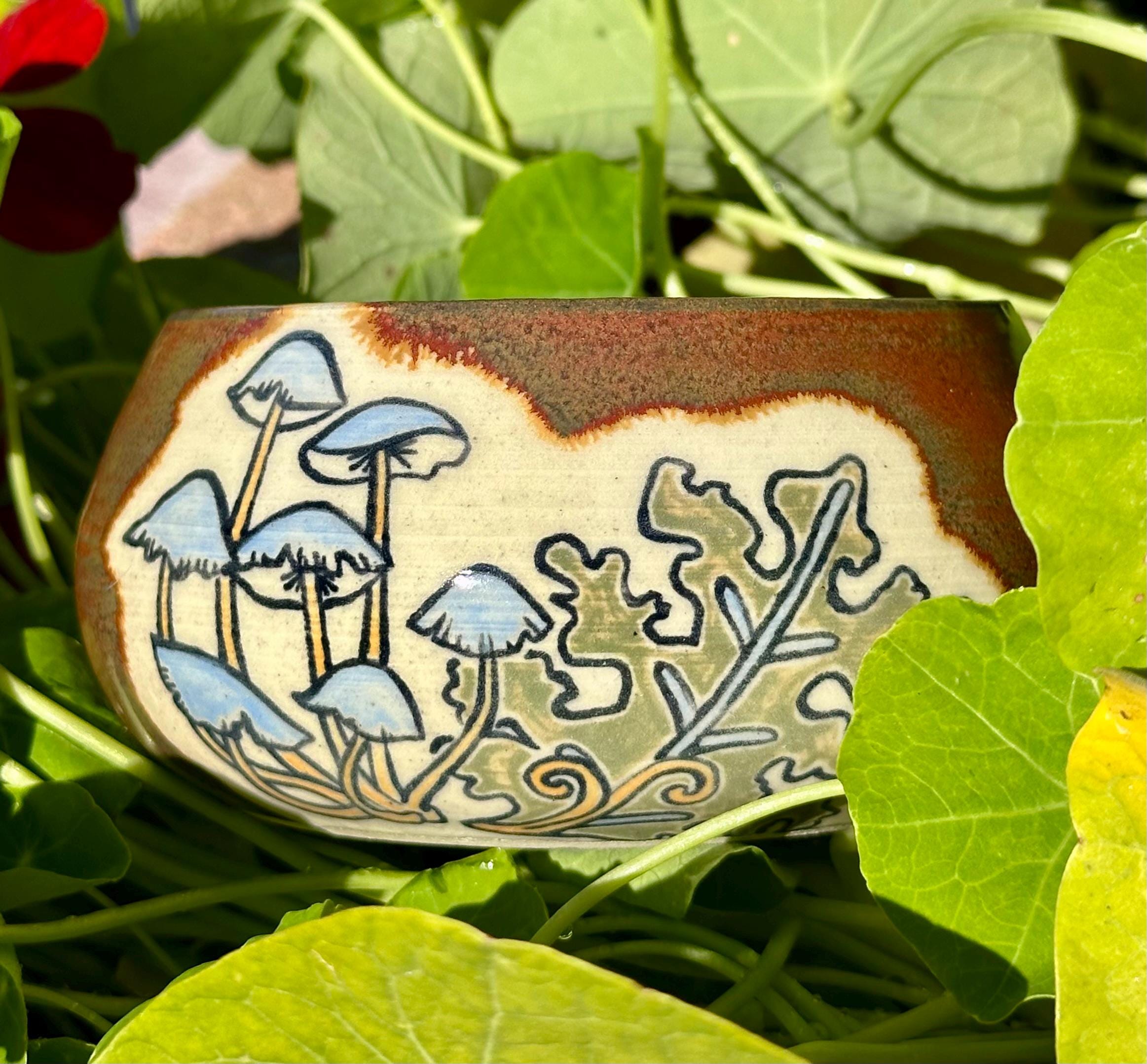 Mushroom Mushroom Mushroom: Wheel Thrown, Hand-Painted Ceramic Bowl