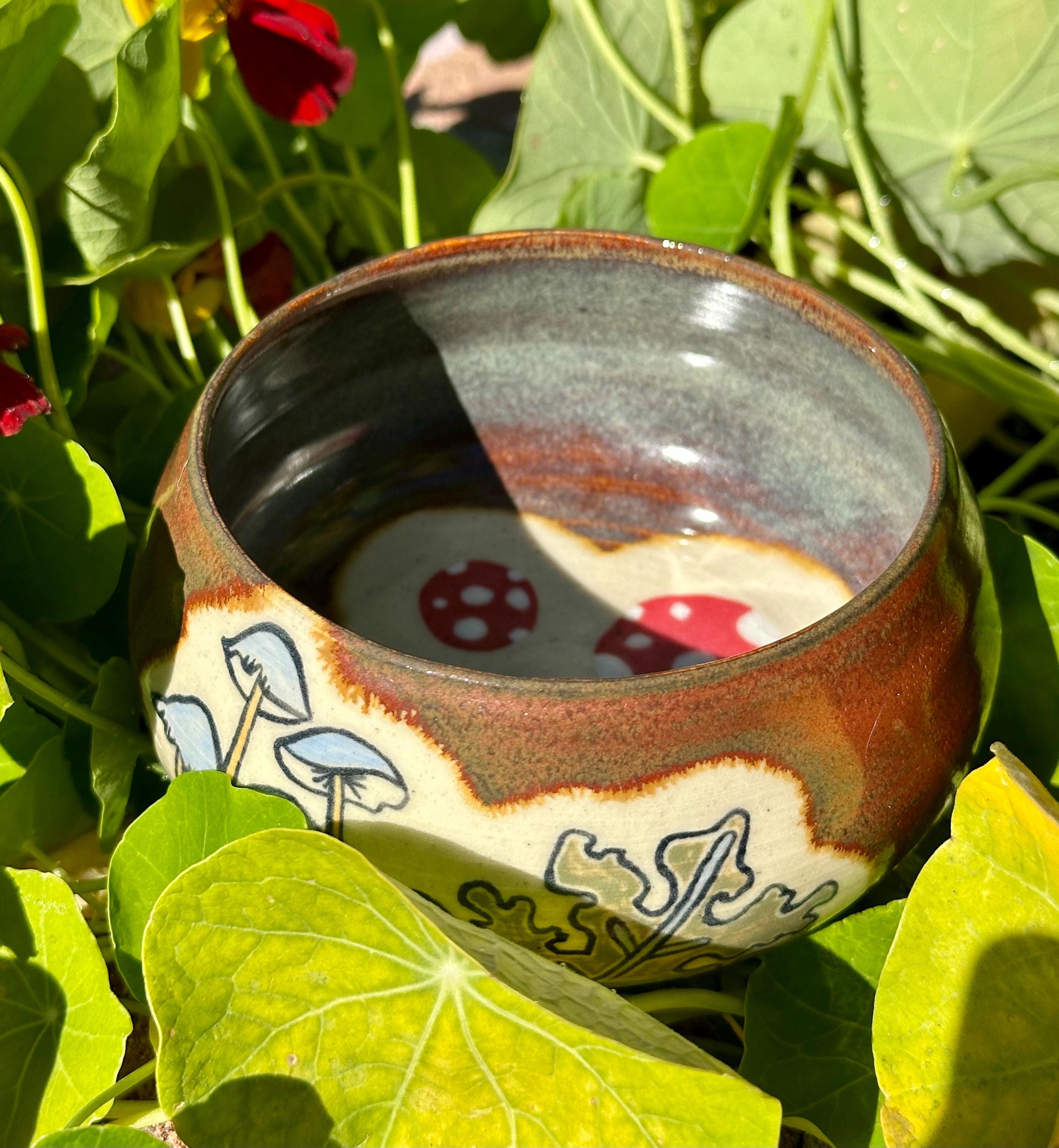 Mushroom Mushroom Mushroom: Wheel Thrown, Hand-Painted Ceramic Bowl