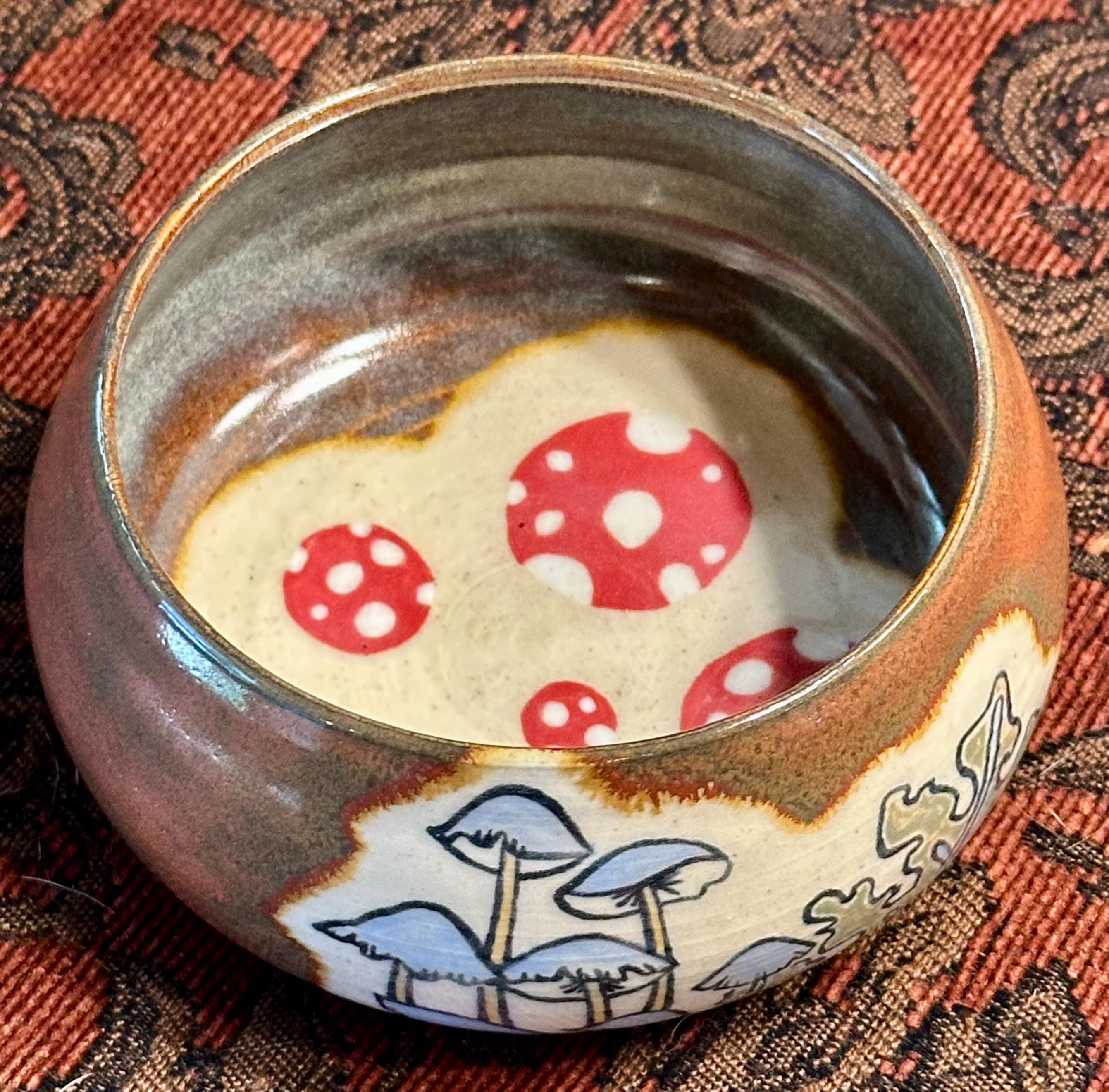 Mushroom Mushroom Mushroom: Wheel Thrown, Hand-Painted Ceramic Bowl