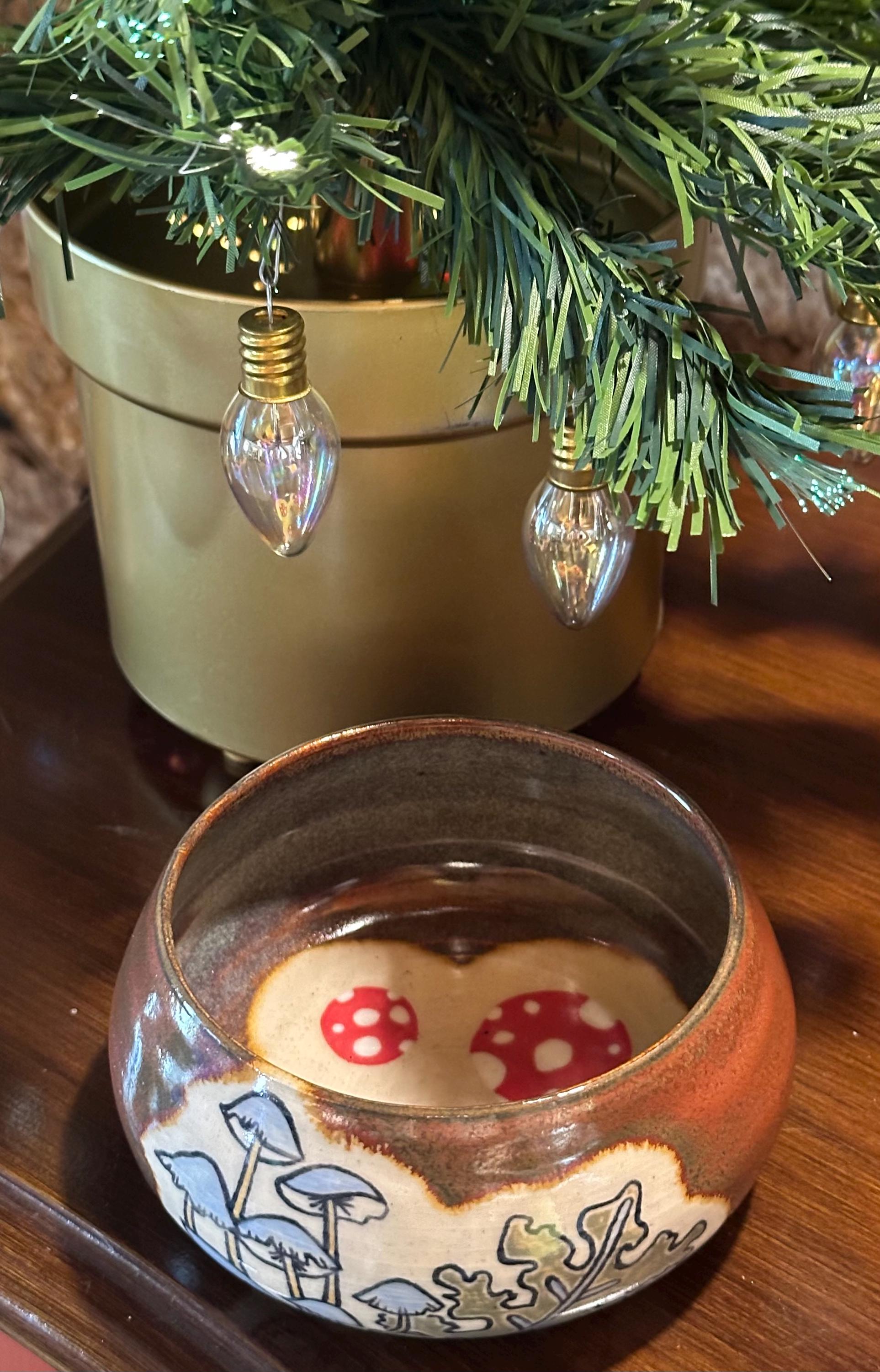 Mushroom Mushroom Mushroom: Wheel Thrown, Hand-Painted Ceramic Bowl