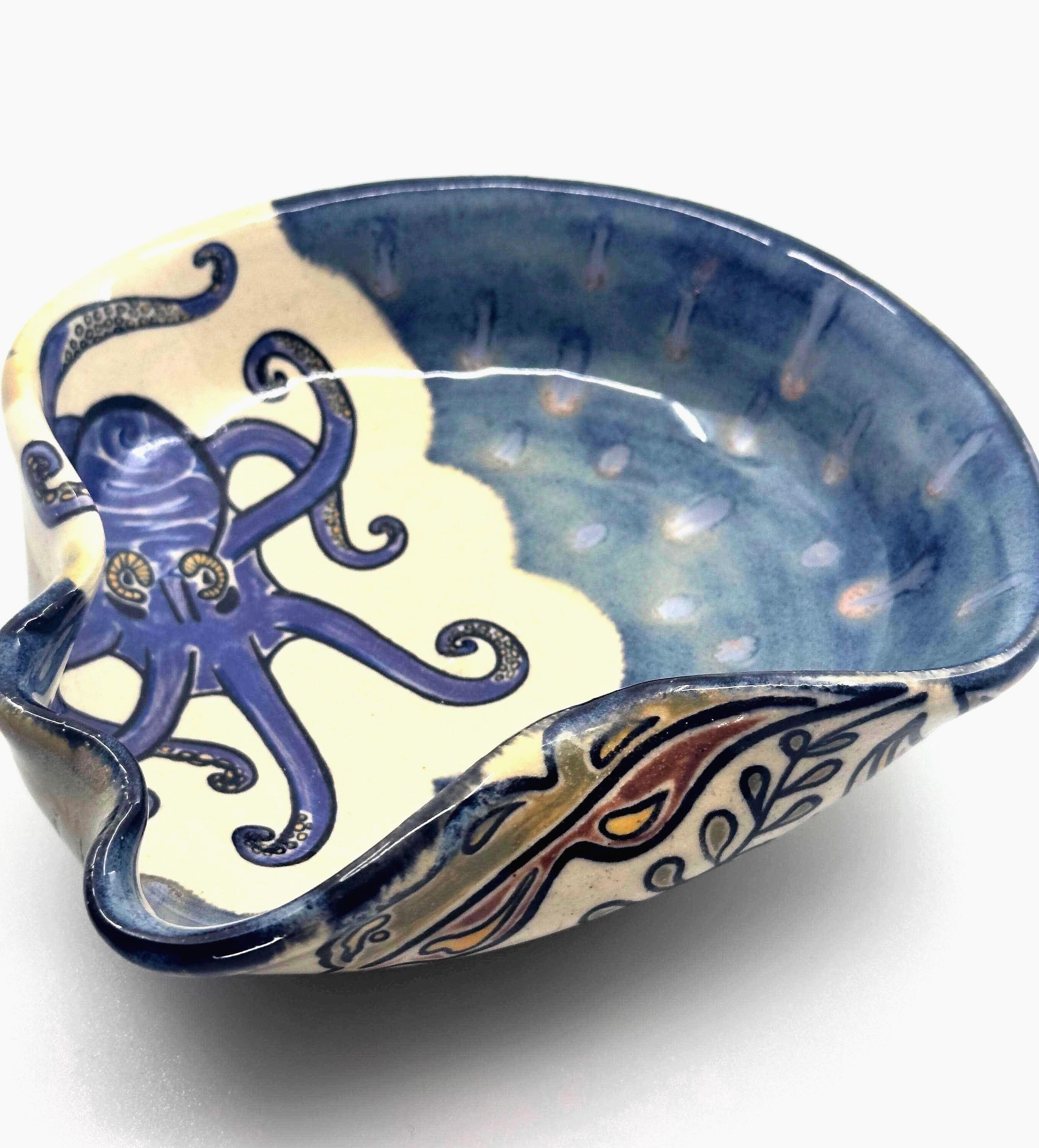 Octopus’ Garden: Wheel Thrown, Hand-Painted Ceramic Bowl