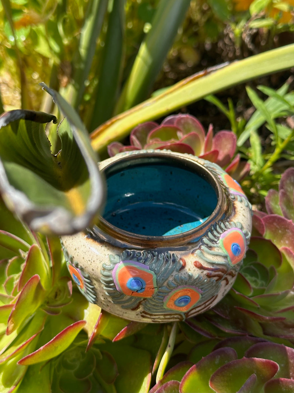 Peacockin: Wheel Thrown, Hand-Painted Ceramic Bowl