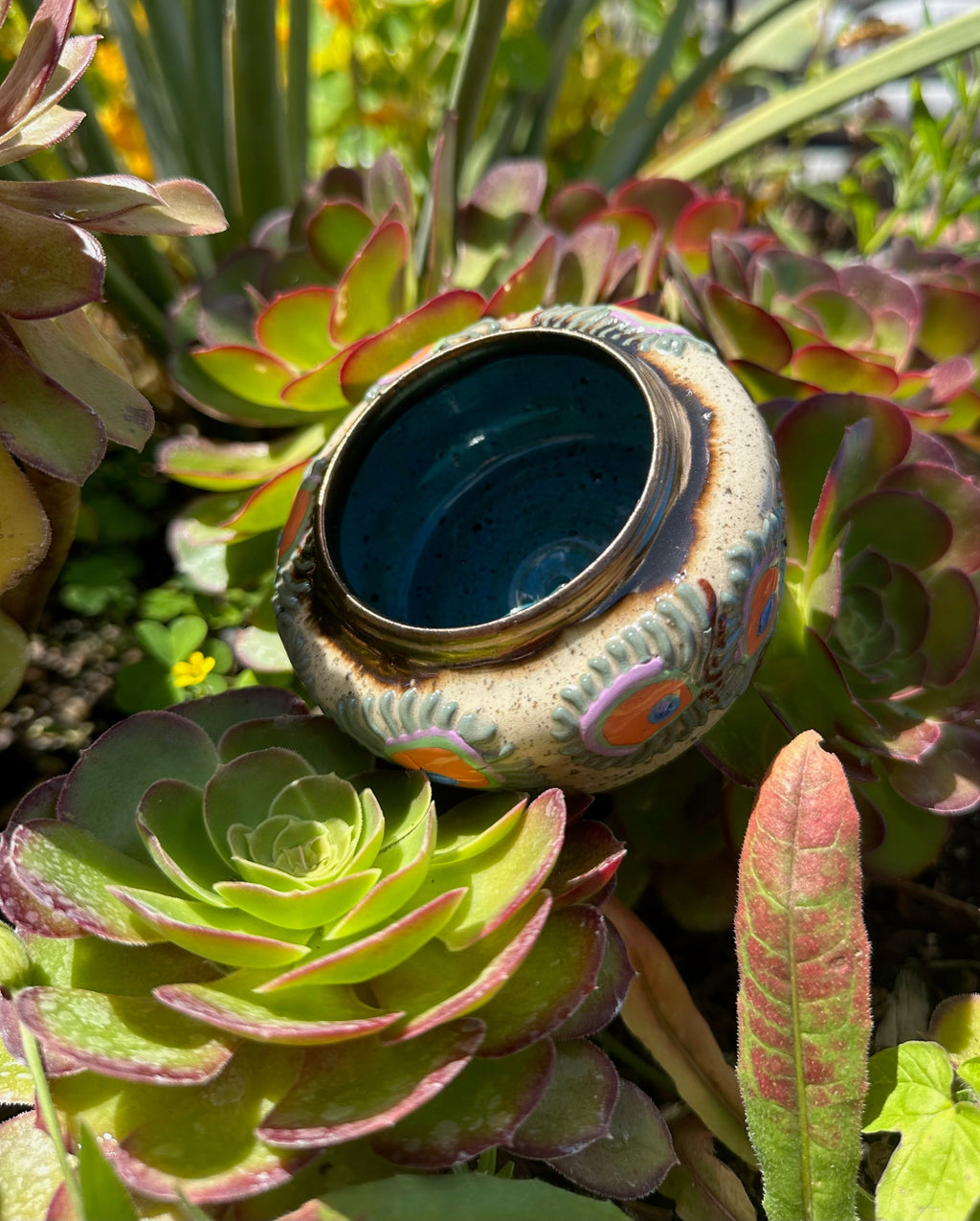 Peacockin: Wheel Thrown, Hand-Painted Ceramic Bowl