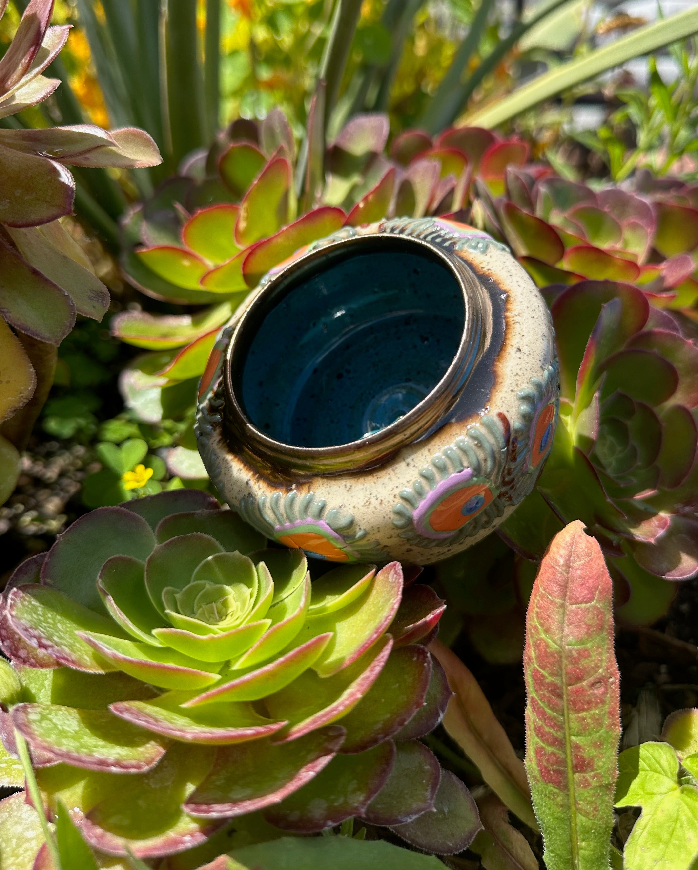 Peacockin: Wheel Thrown, Hand-Painted Ceramic Bowl