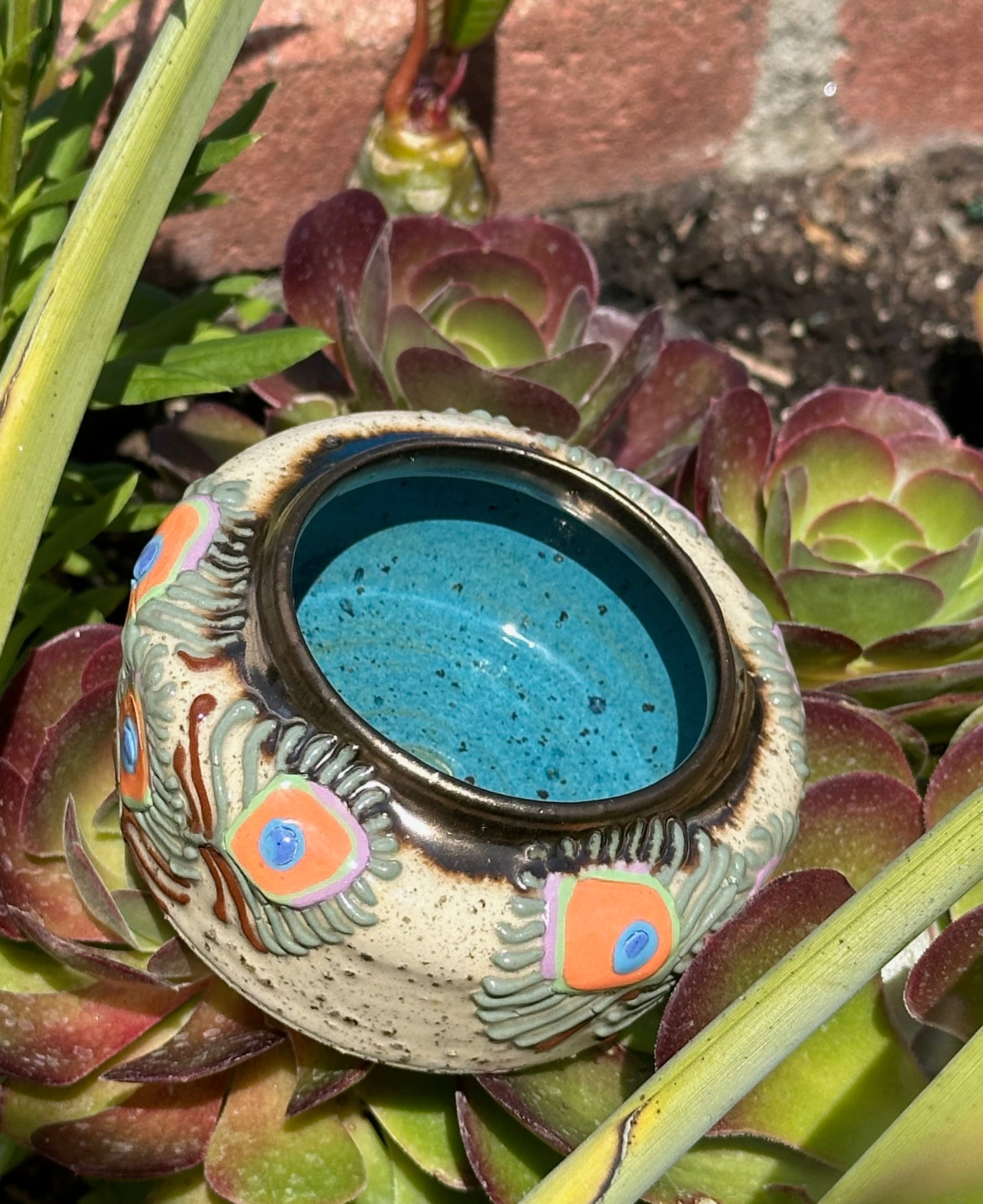 Peacockin: Wheel Thrown, Hand-Painted Ceramic Bowl
