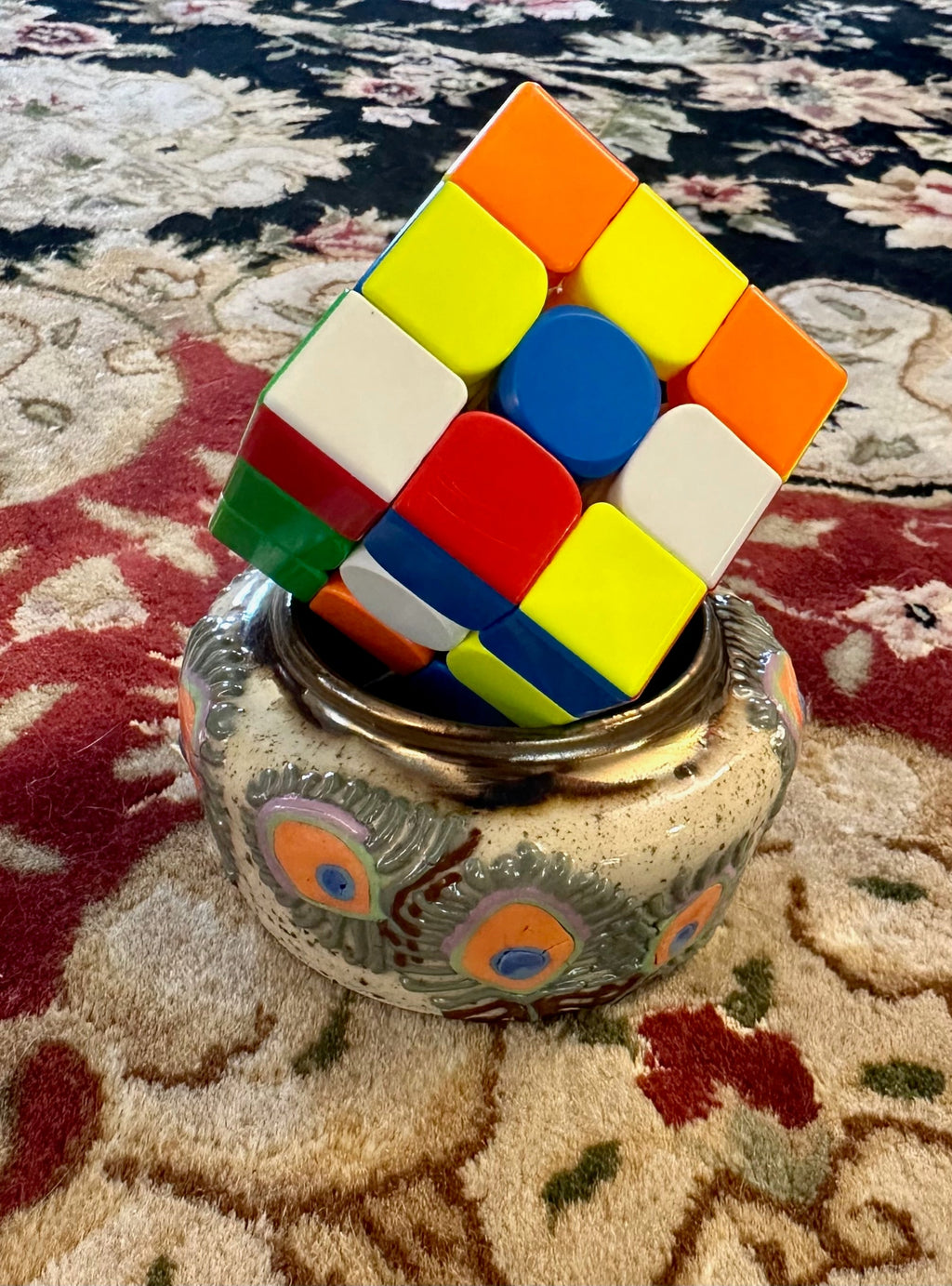 Peacockin: Wheel Thrown, Hand-Painted Ceramic Bowl
