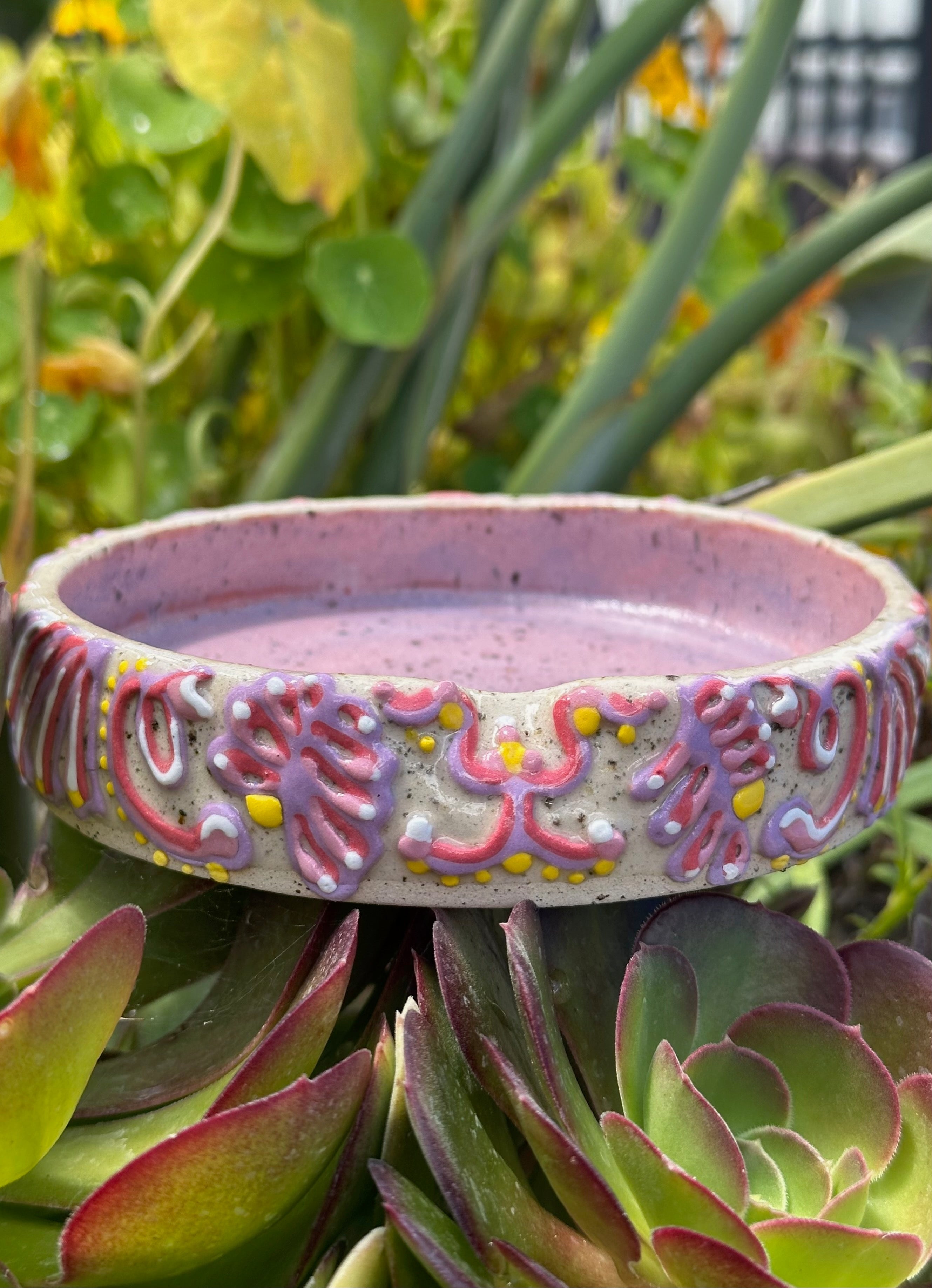 Pretty in Pink: Wheel Thrown, Hand-Painted Ceramic Bowl