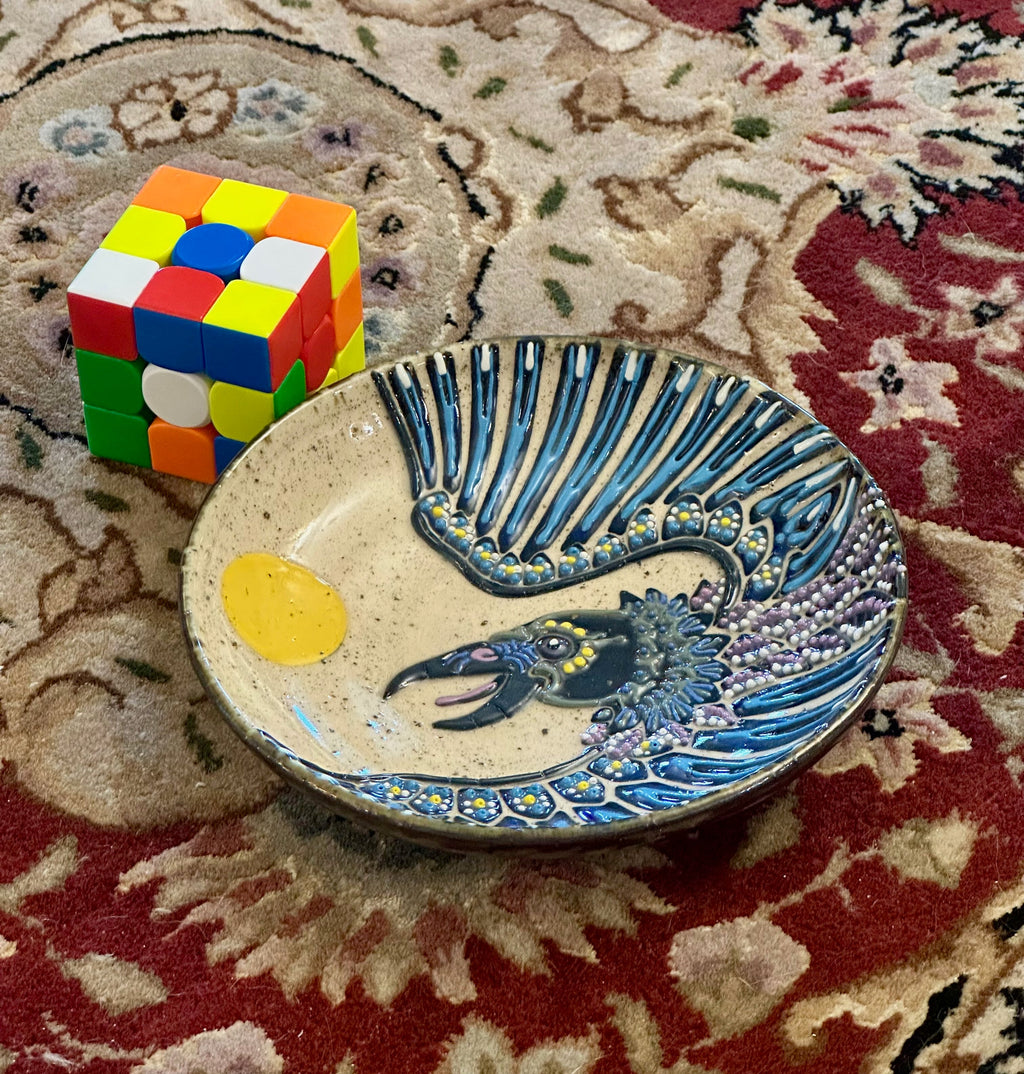 Raven: Wheel Thrown, Hand-Painted Ceramic Bowl