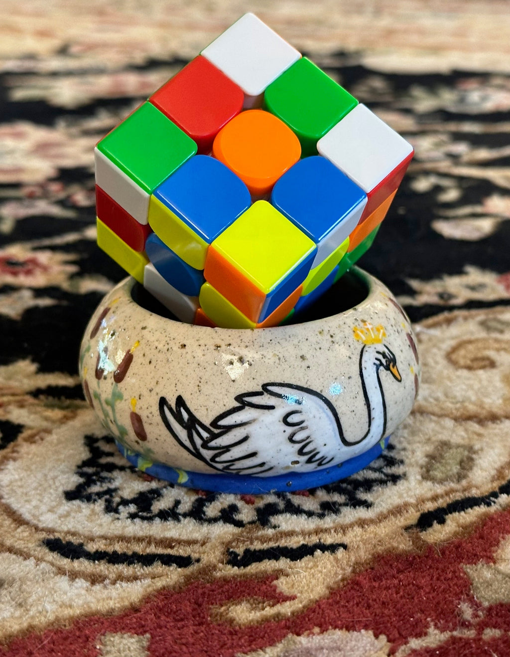 Swans a-Swimming: Wheel Thrown, Hand-Painted Ceramic Bowl