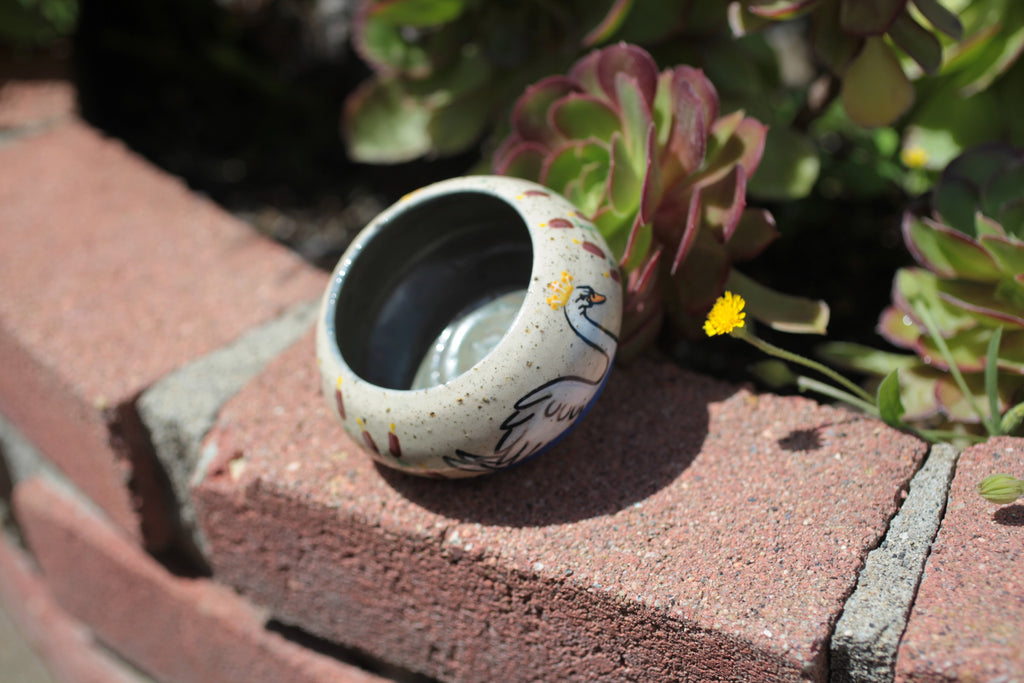 Swans a-Swimming: Wheel Thrown, Hand-Painted Ceramic Bowl