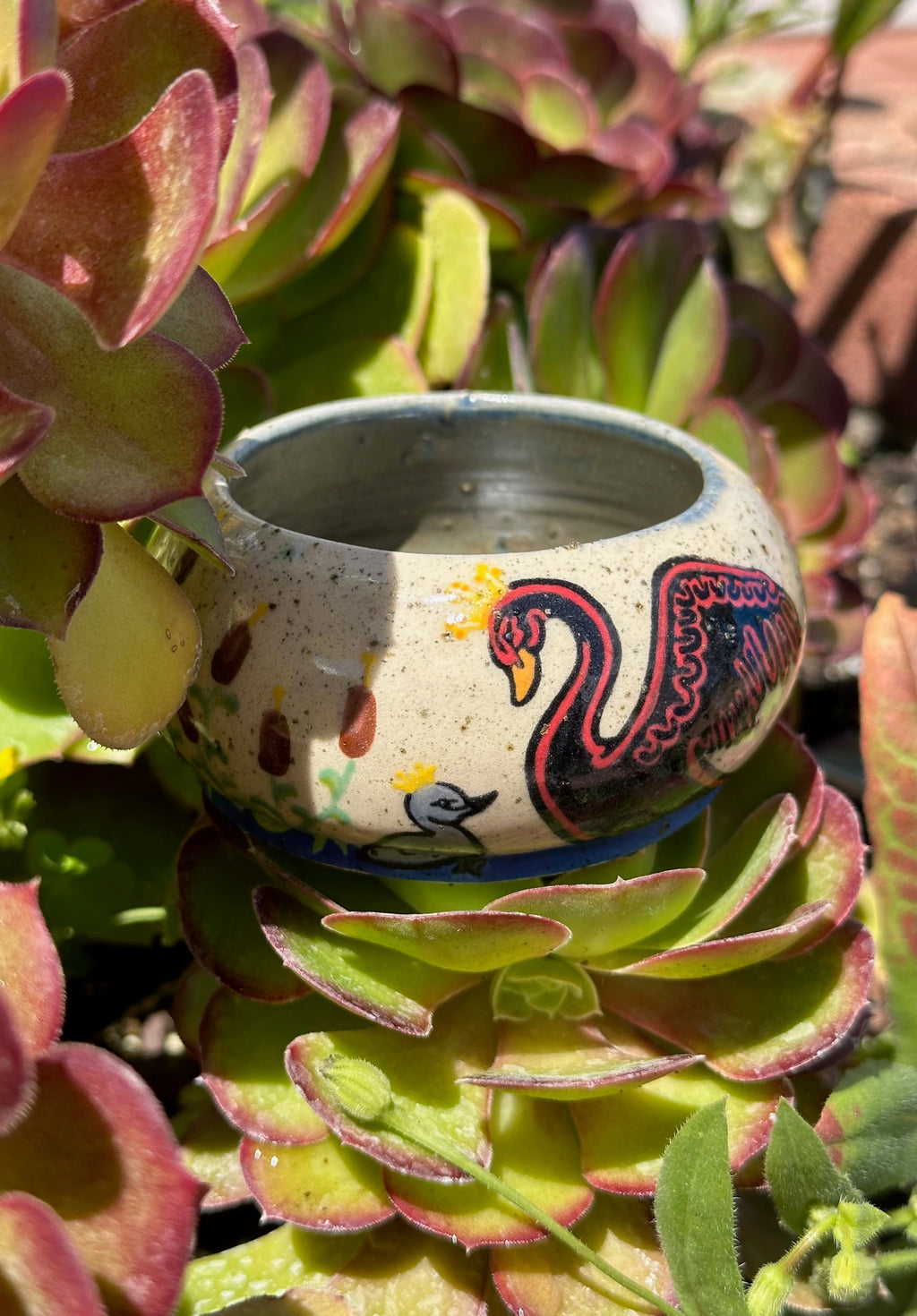 Swans a-Swimming: Wheel Thrown, Hand-Painted Ceramic Bowl