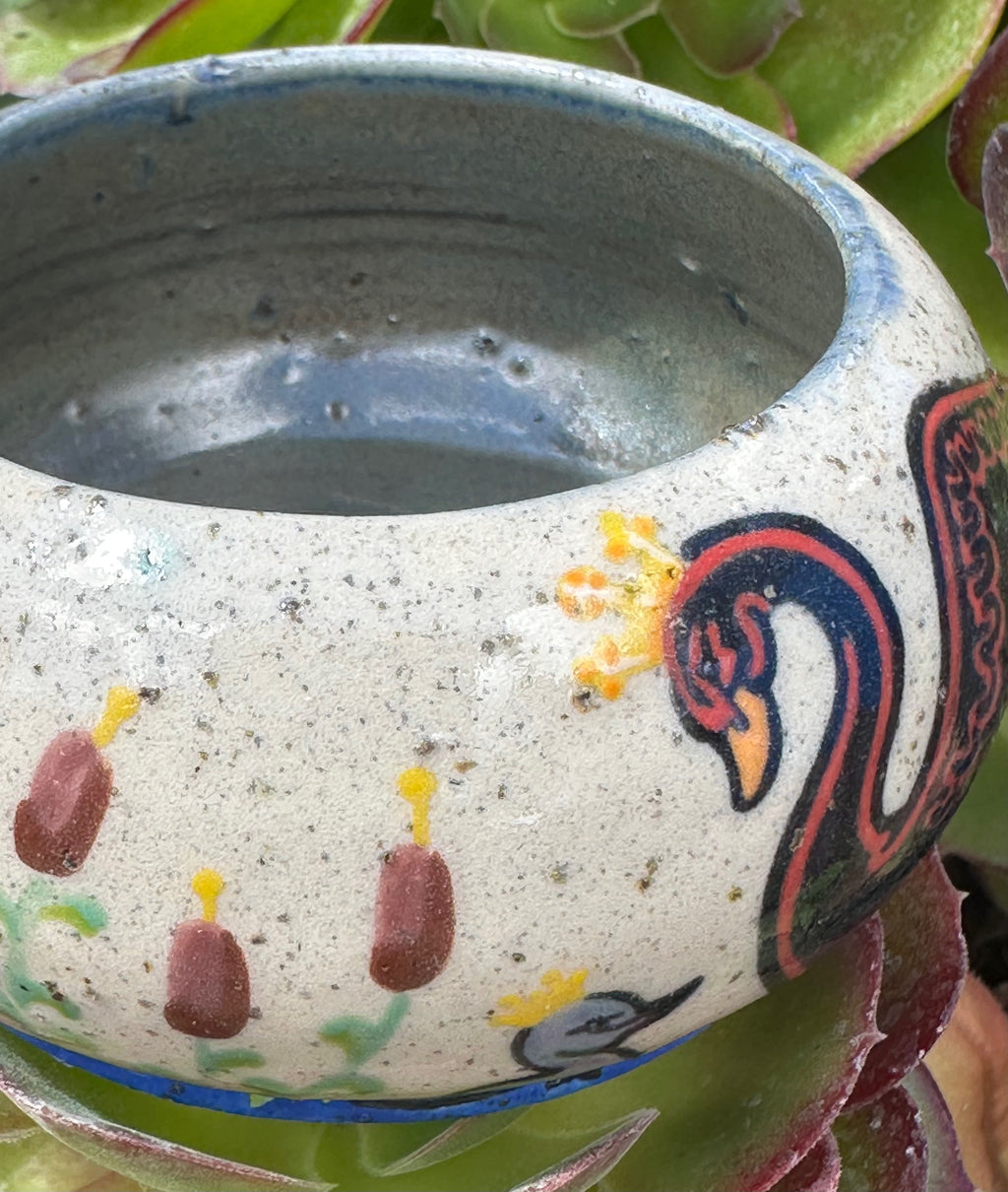 Swans a-Swimming: Wheel Thrown, Hand-Painted Ceramic Bowl