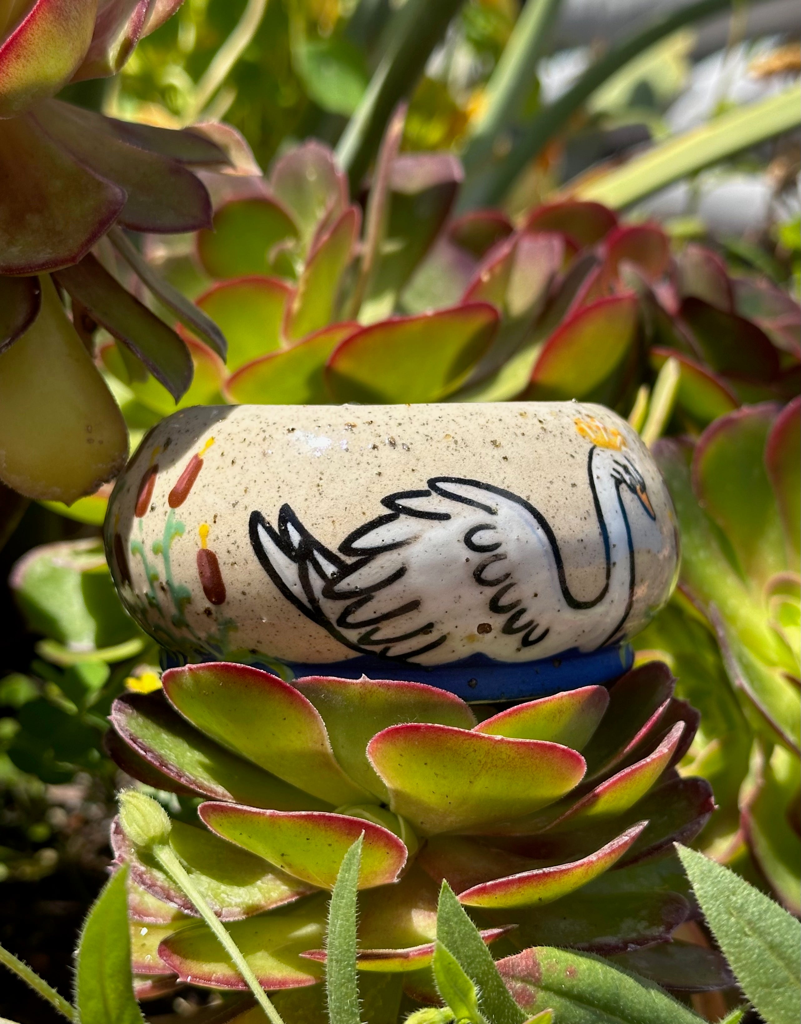 Swans a-Swimming: Wheel Thrown, Hand-Painted Ceramic Bowl