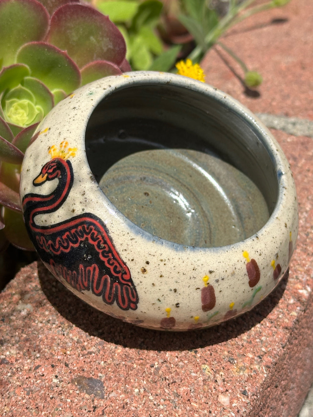 Swans a-Swimming: Wheel Thrown, Hand-Painted Ceramic Bowl