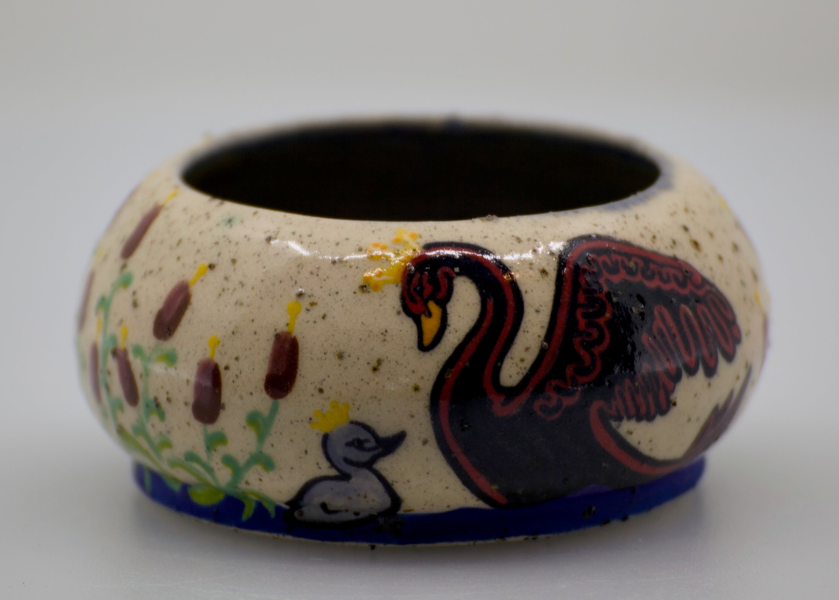 Swans a-Swimming: Wheel Thrown, Hand-Painted Ceramic Bowl