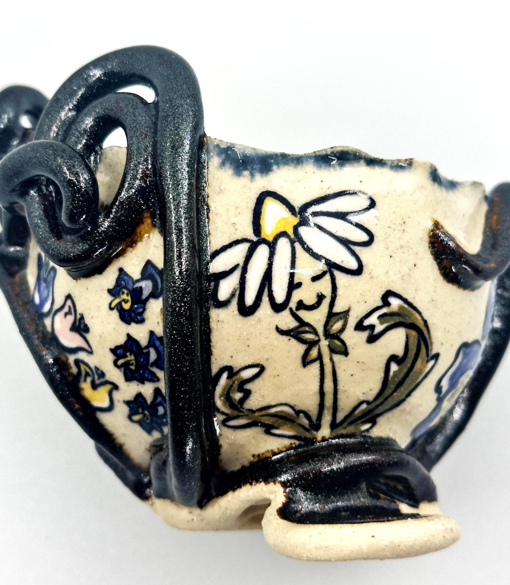 Wheel Thrown Wonderland Bowl: Handmade Ceramic Art with Underglaze Design