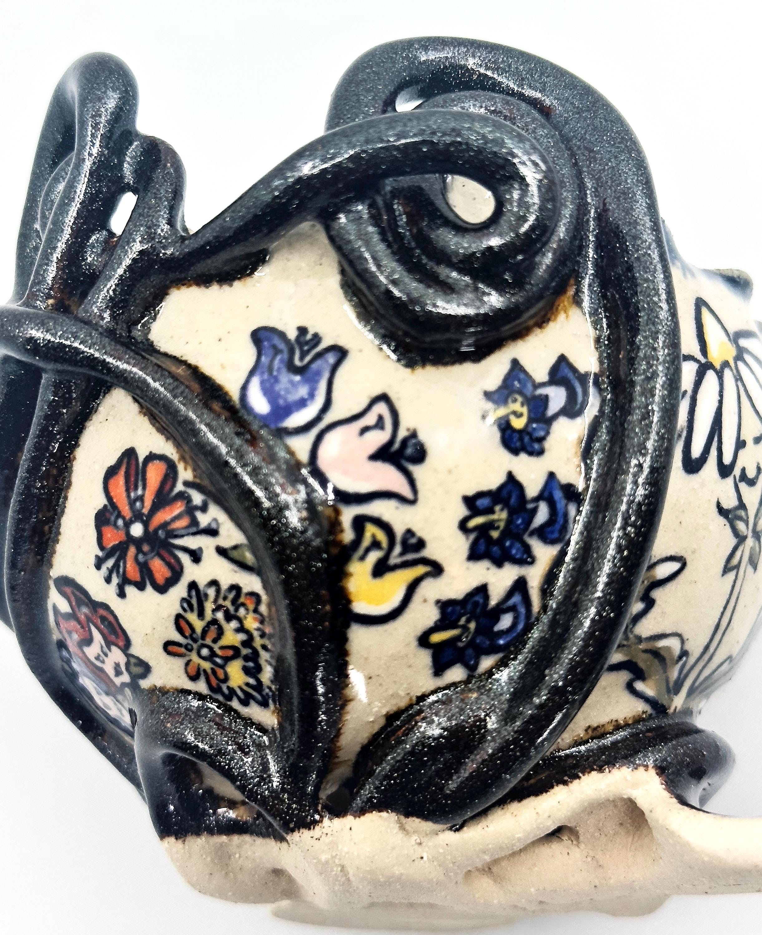 Wheel Thrown Wonderland Bowl: Handmade Ceramic Art with Underglaze Design