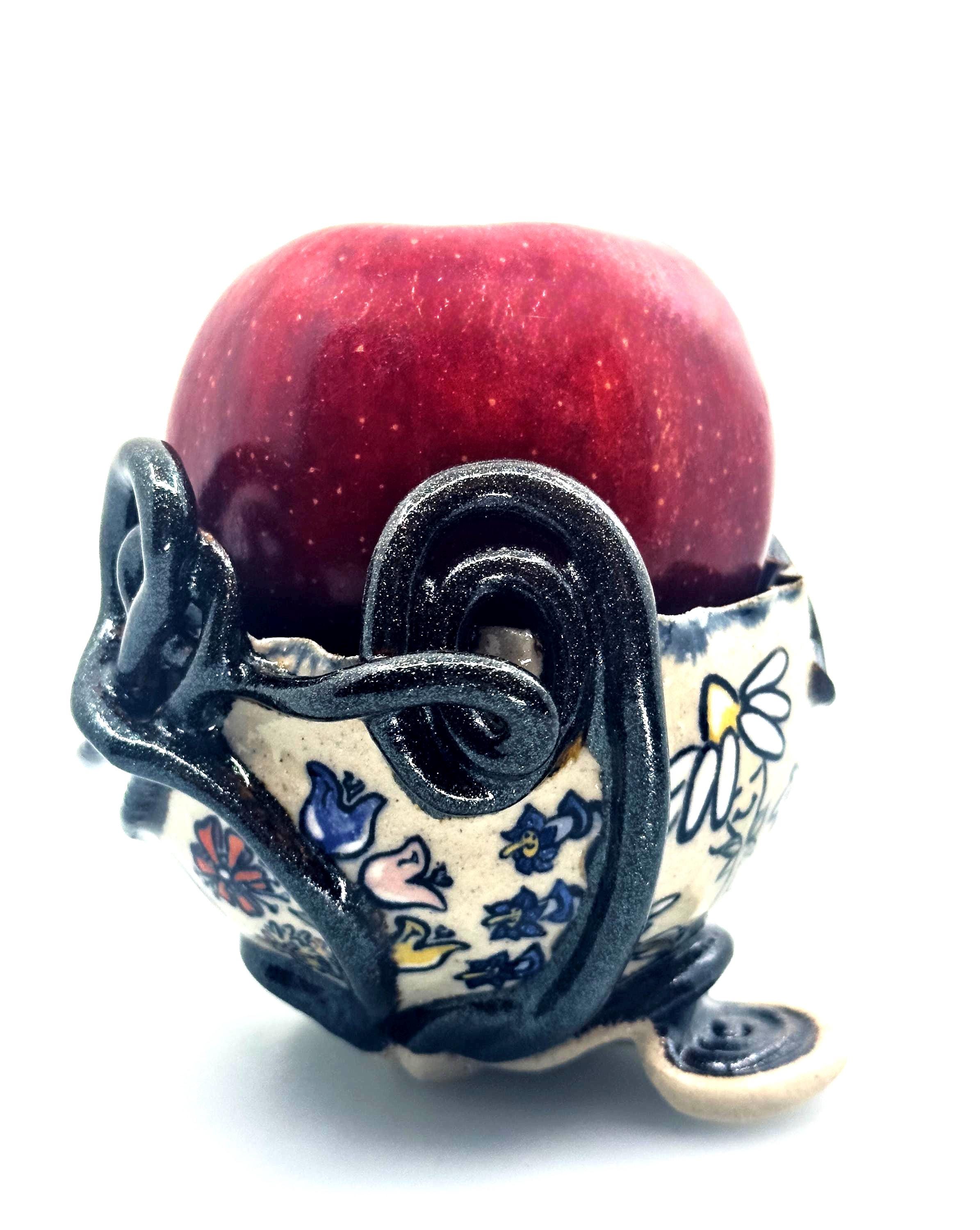 Wheel Thrown Wonderland Bowl: Handmade Ceramic Art with Underglaze Design