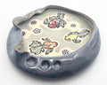 Wheelthrown Ceramic Bowl: Whimsical Fish Go Blub Blub Blub