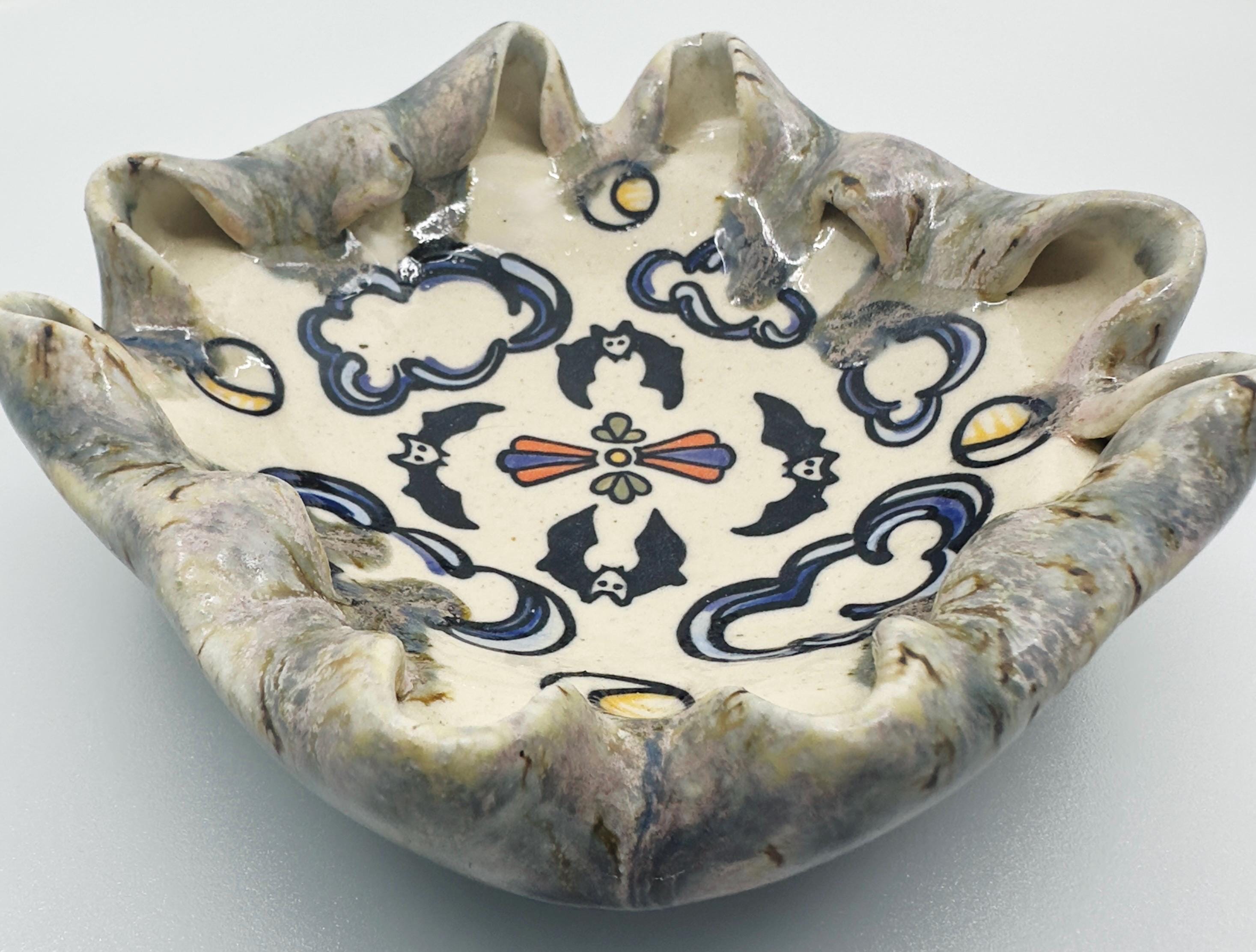 Bats! Bowl: Wheel Thrown Ceramic Art - Spooky Halloween Decor