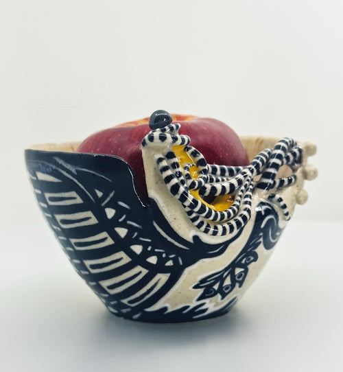Beetlejuice Inspired Decorative Bowl: Wheelthrown/Handmade Ceramic Art