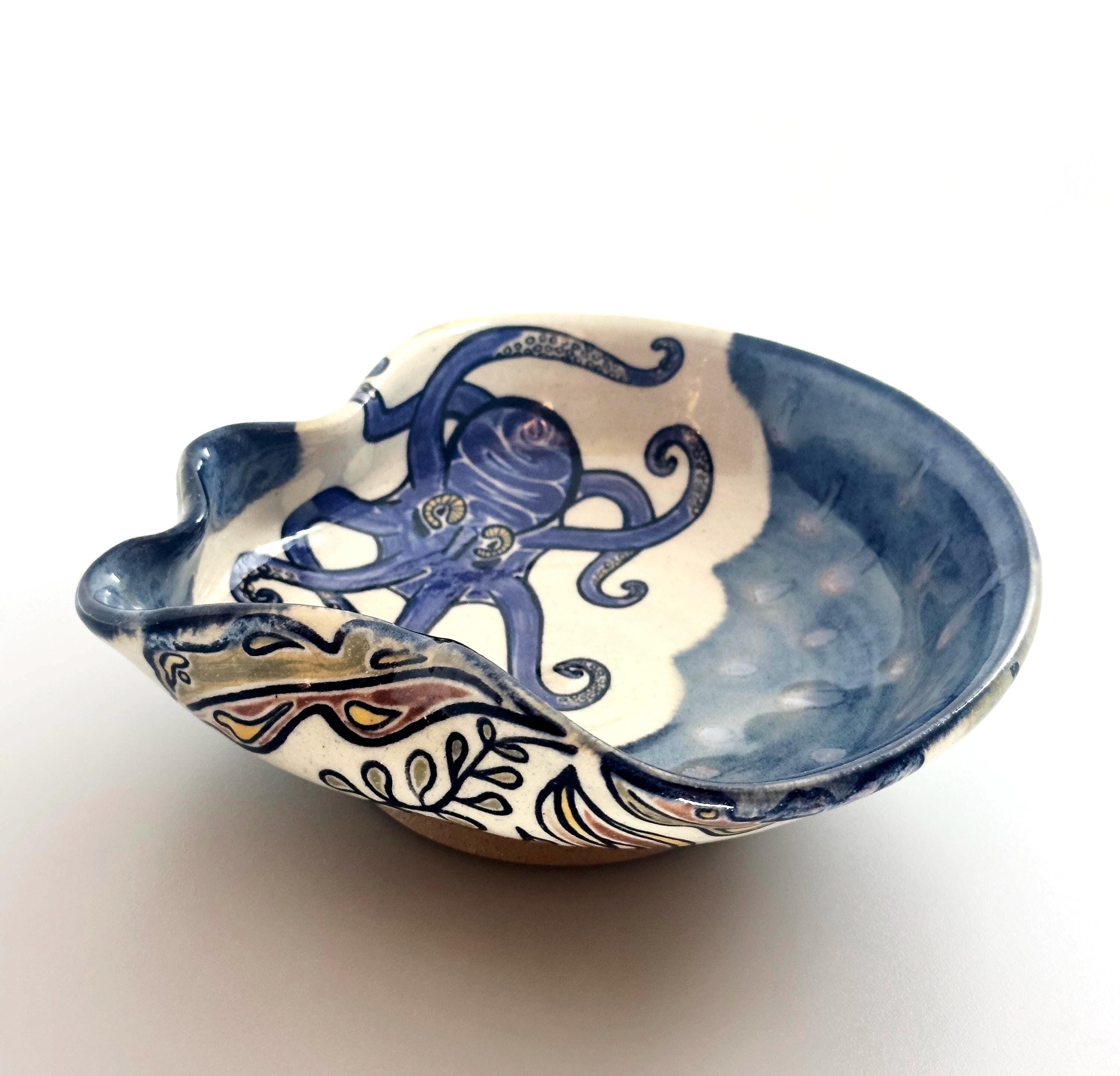 Octopus’ Garden: Wheel Thrown, Hand-Painted Ceramic Bowl