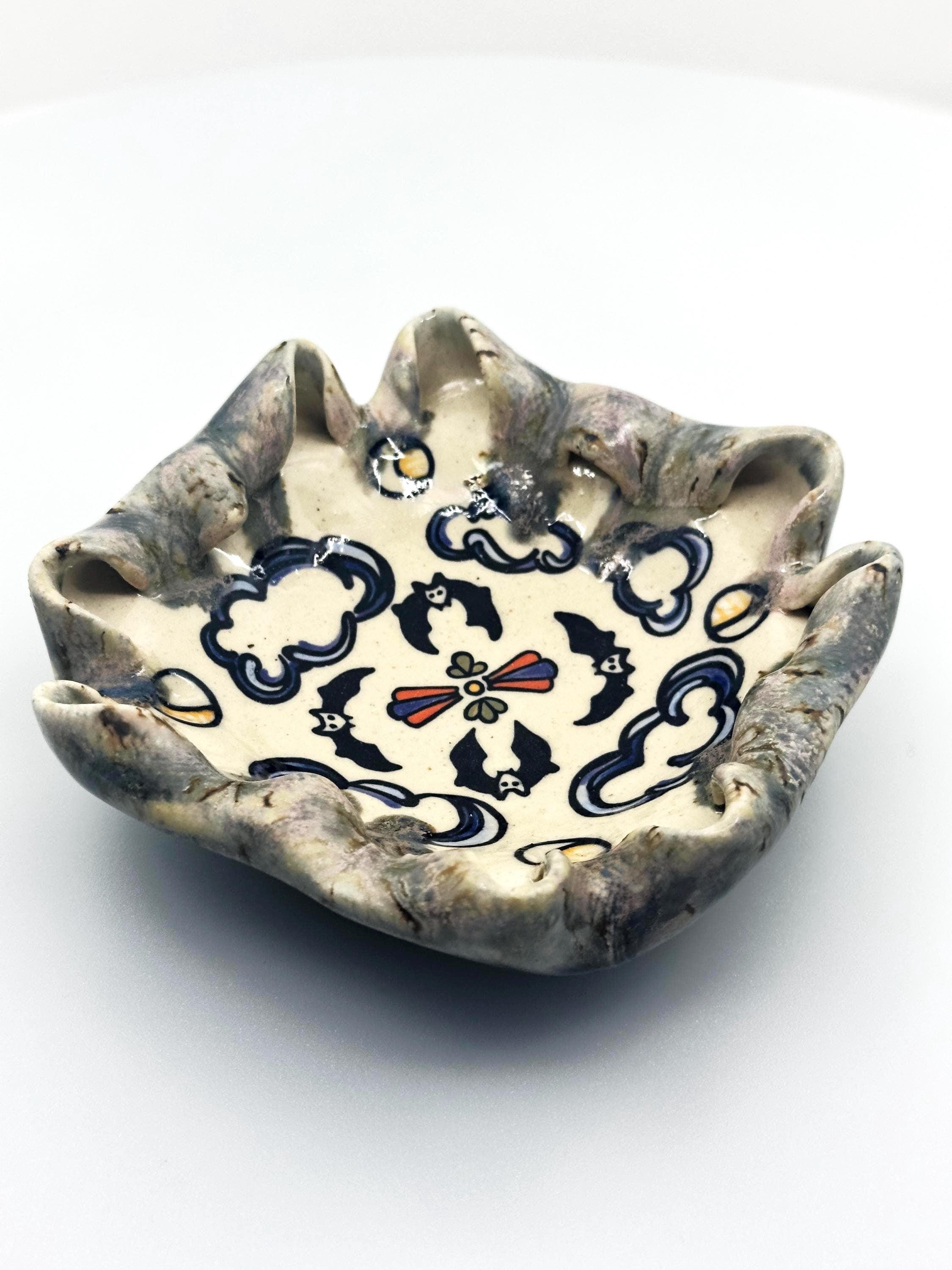 Bats! Bowl: Wheel Thrown Ceramic Art - Spooky Halloween Decor