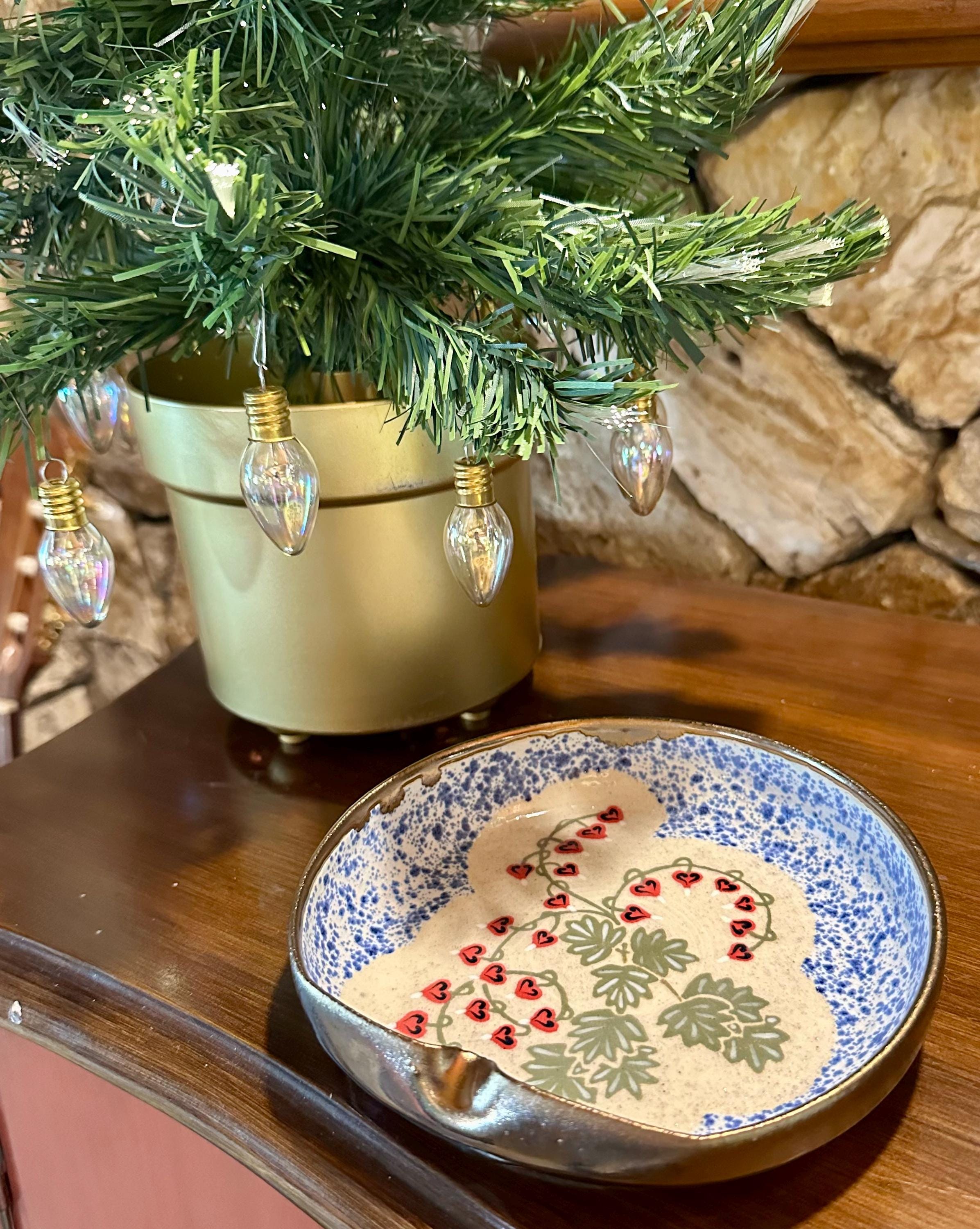 Bleeding Hearts: Wheel Thrown, Hand-Painted Ceramic Bowl