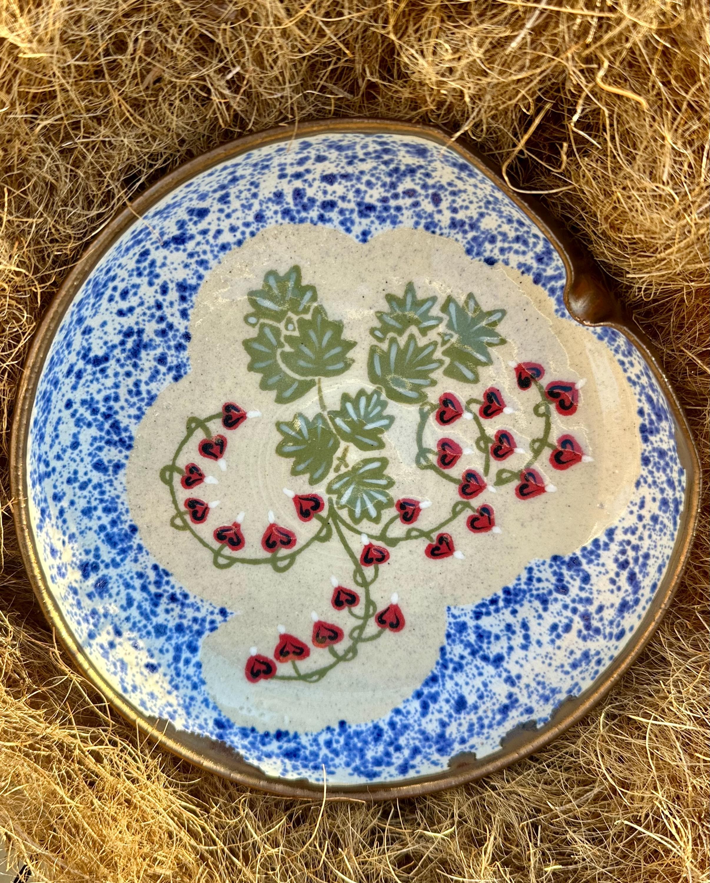 Bleeding Hearts: Wheel Thrown, Hand-Painted Ceramic Bowl