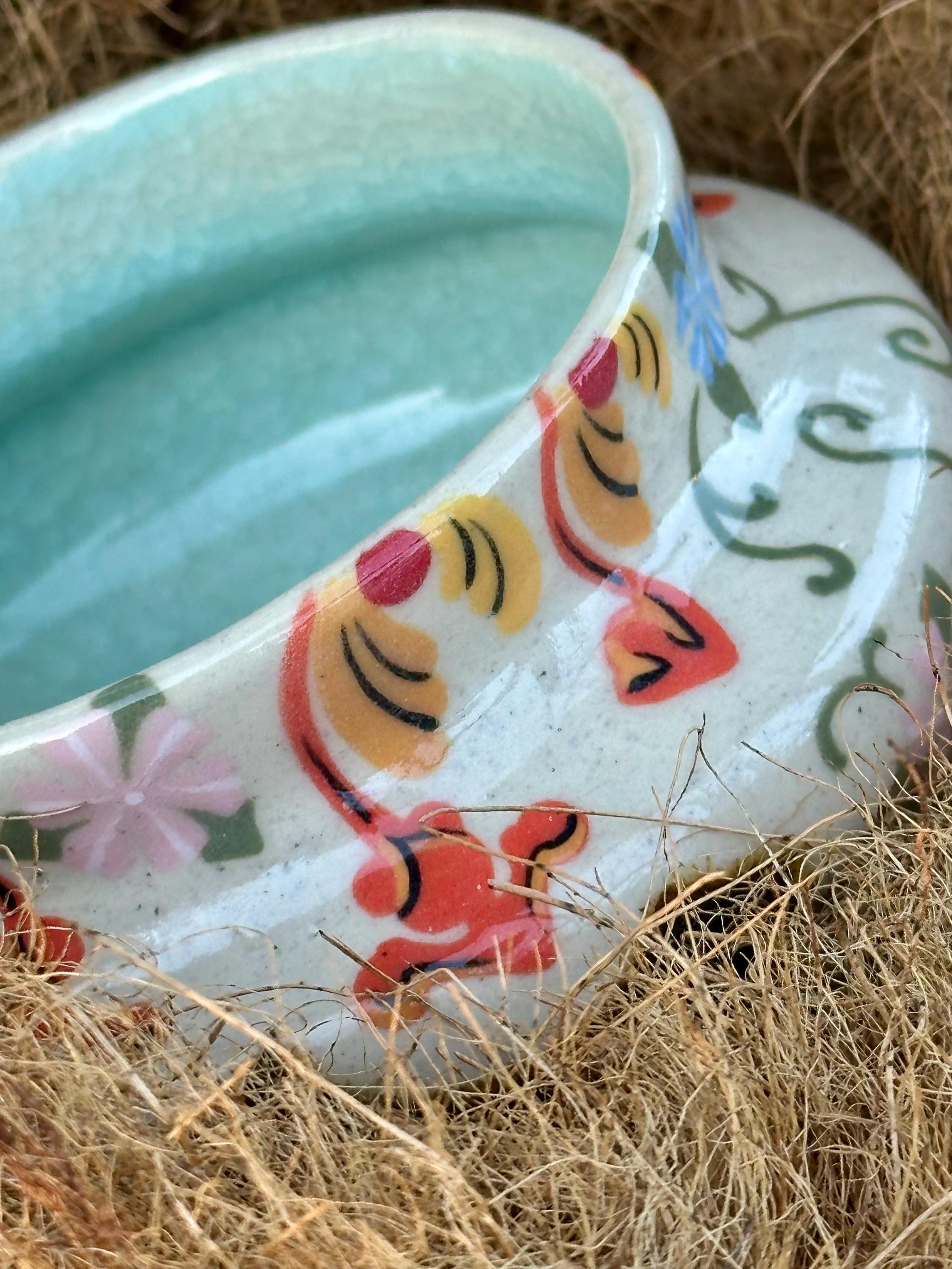 Flower Bower: Wheel Thrown, Hand-Painted Ceramic Bowl